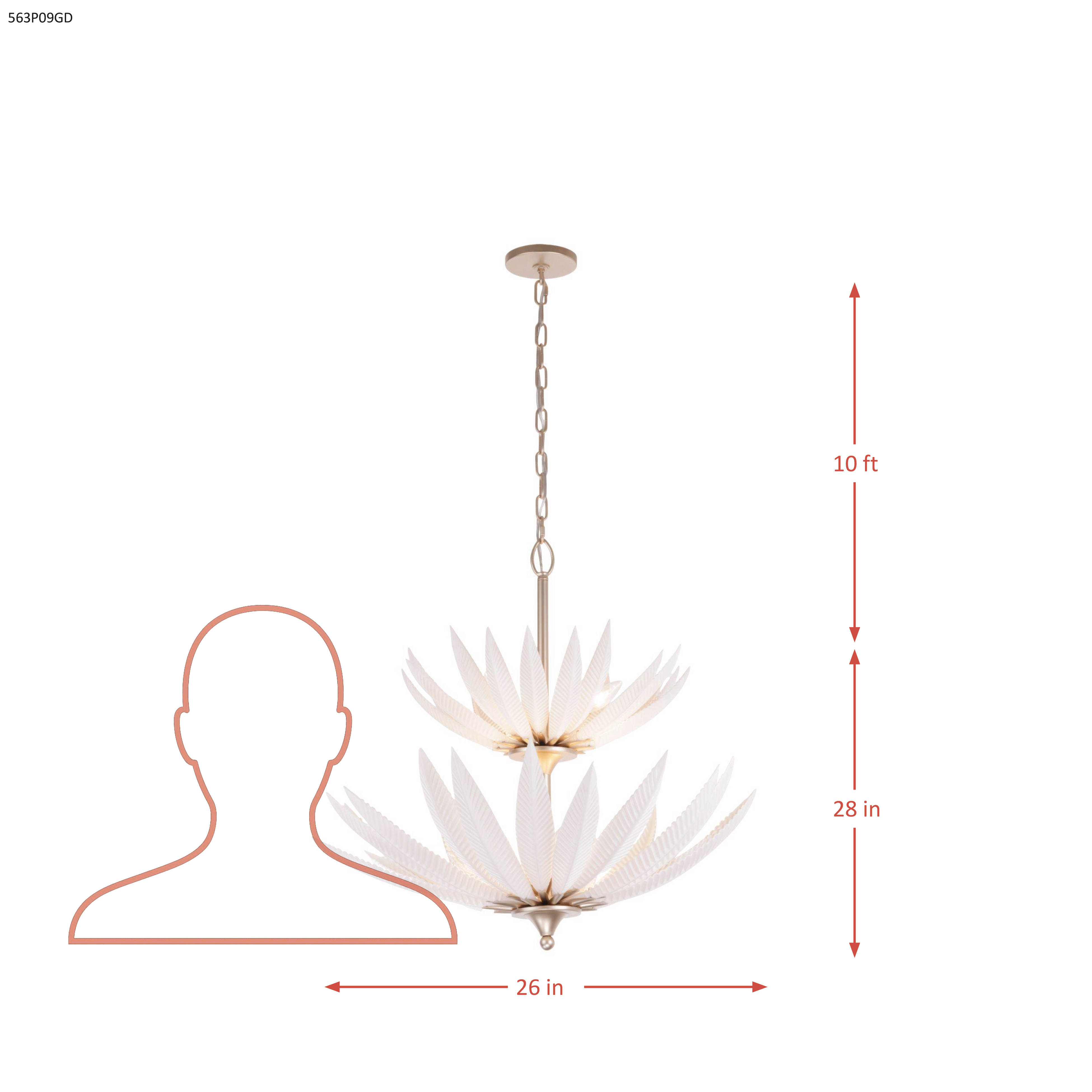 Zanara 9 Light Pendant dimensions