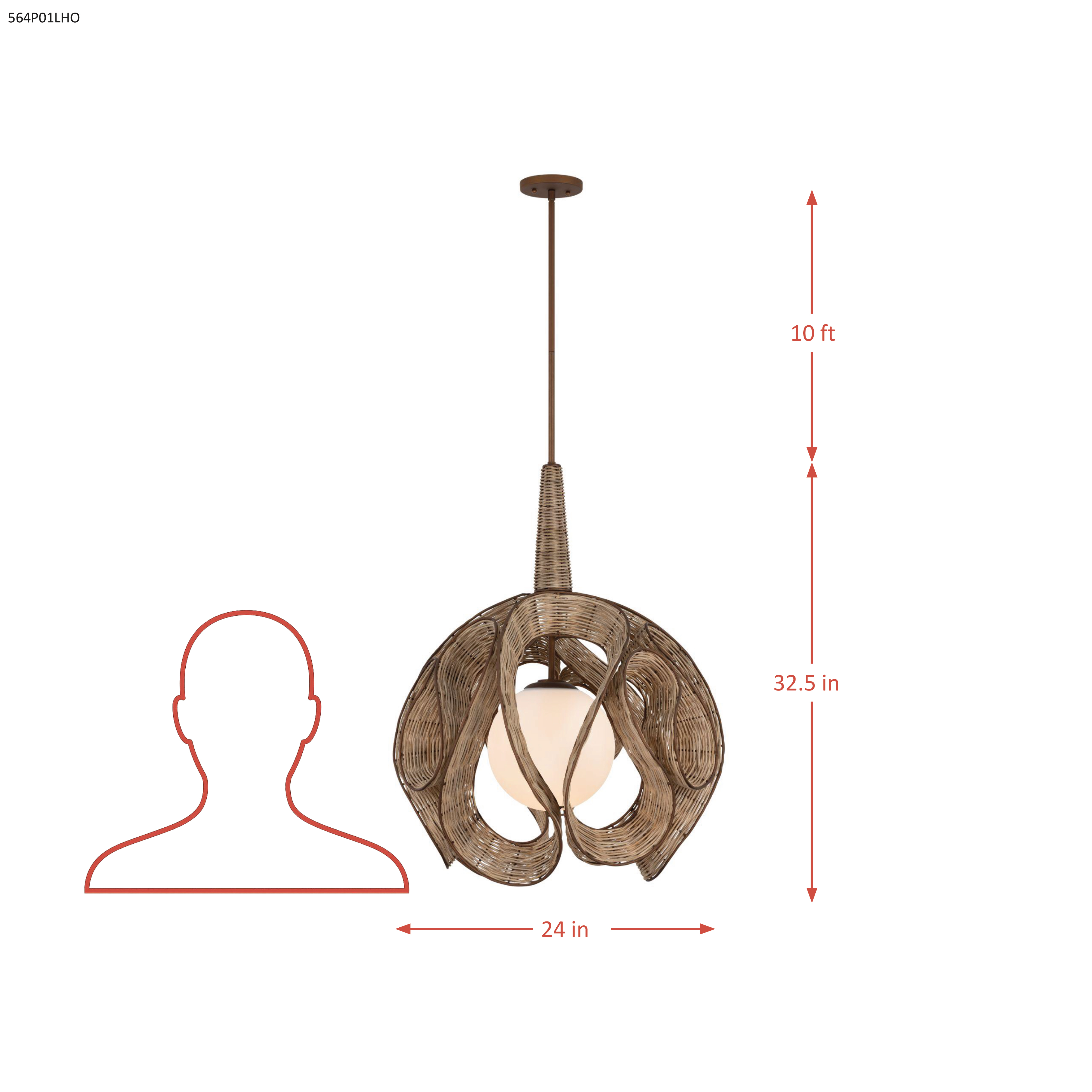 Swaylo 1 Light Pendant Large dimensions