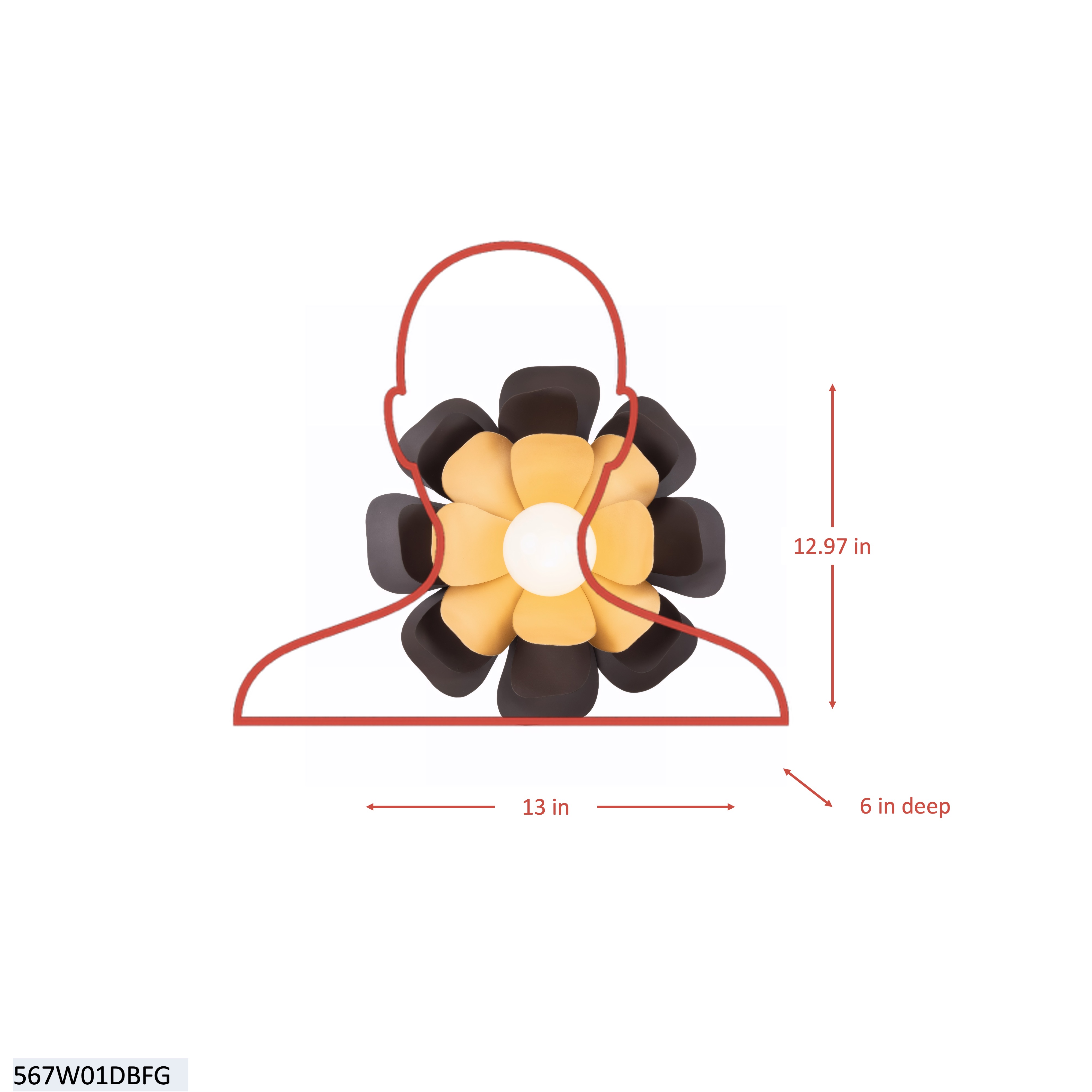 Botanic Panic 1 Light Wall or Ceiling Flush Mount dimensions