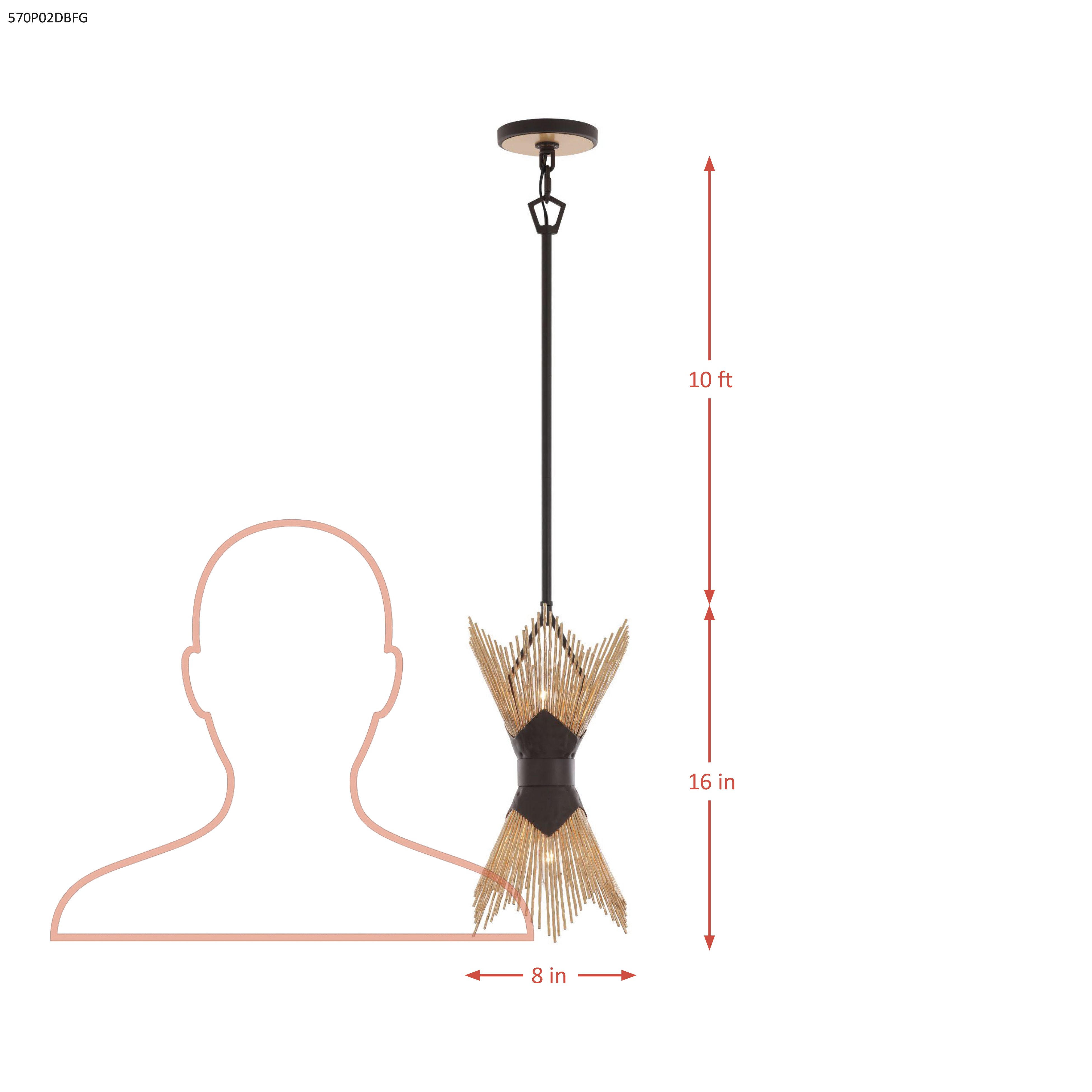 Aristocrat 2 Light Mini Pendant dimensions