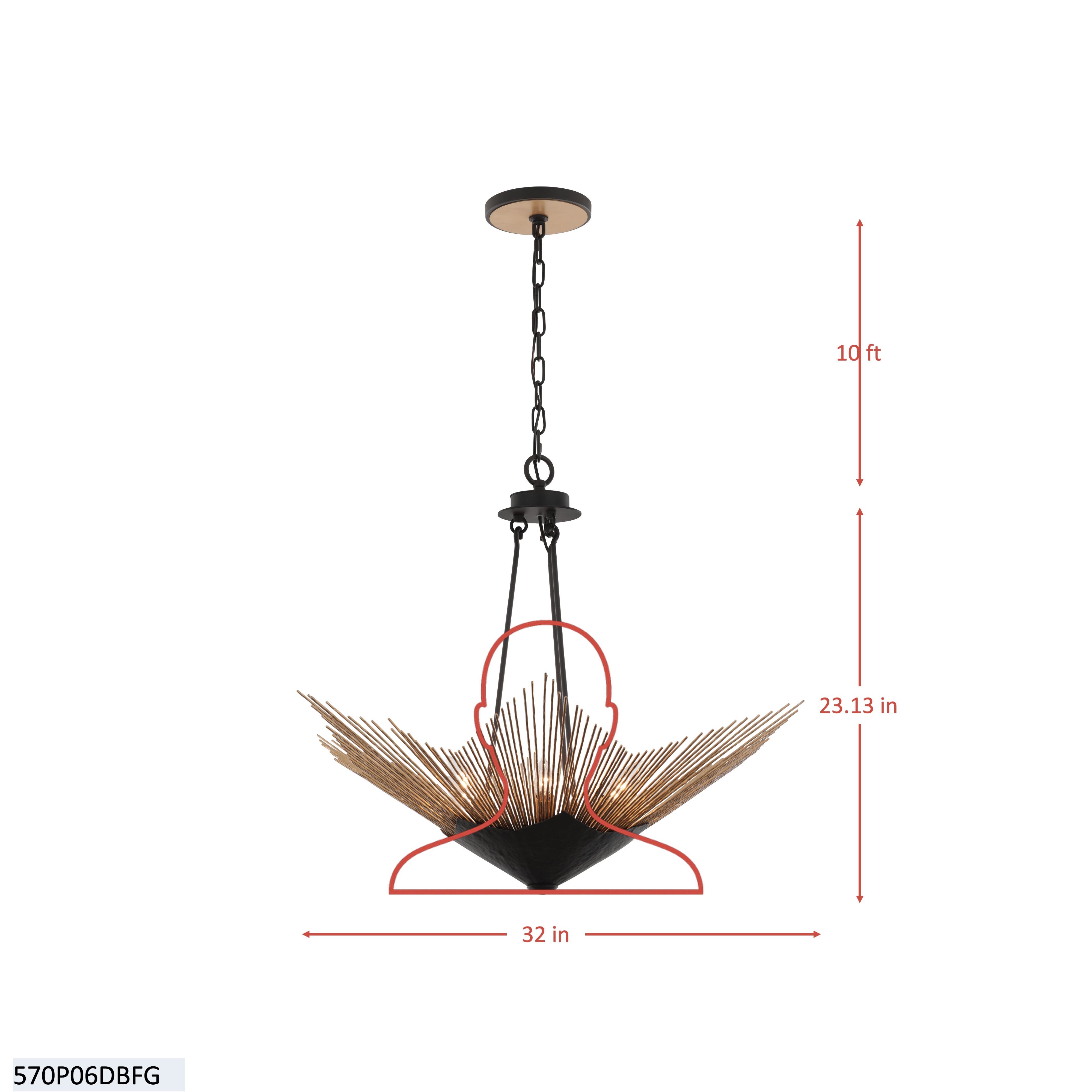Aristocrat 6 Light Pendant dimensions