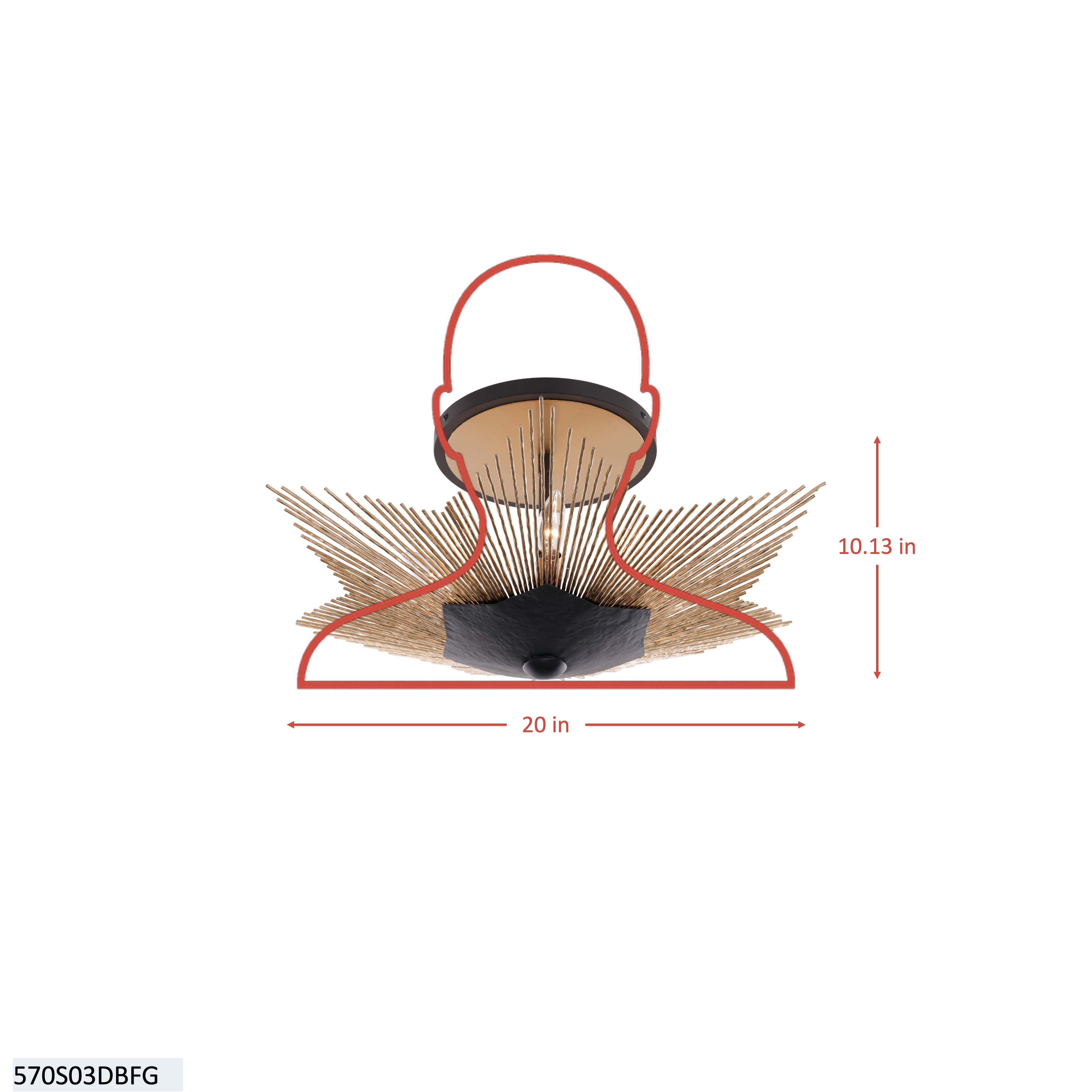 Aristocrat 3  Light Semi Flush dimensions