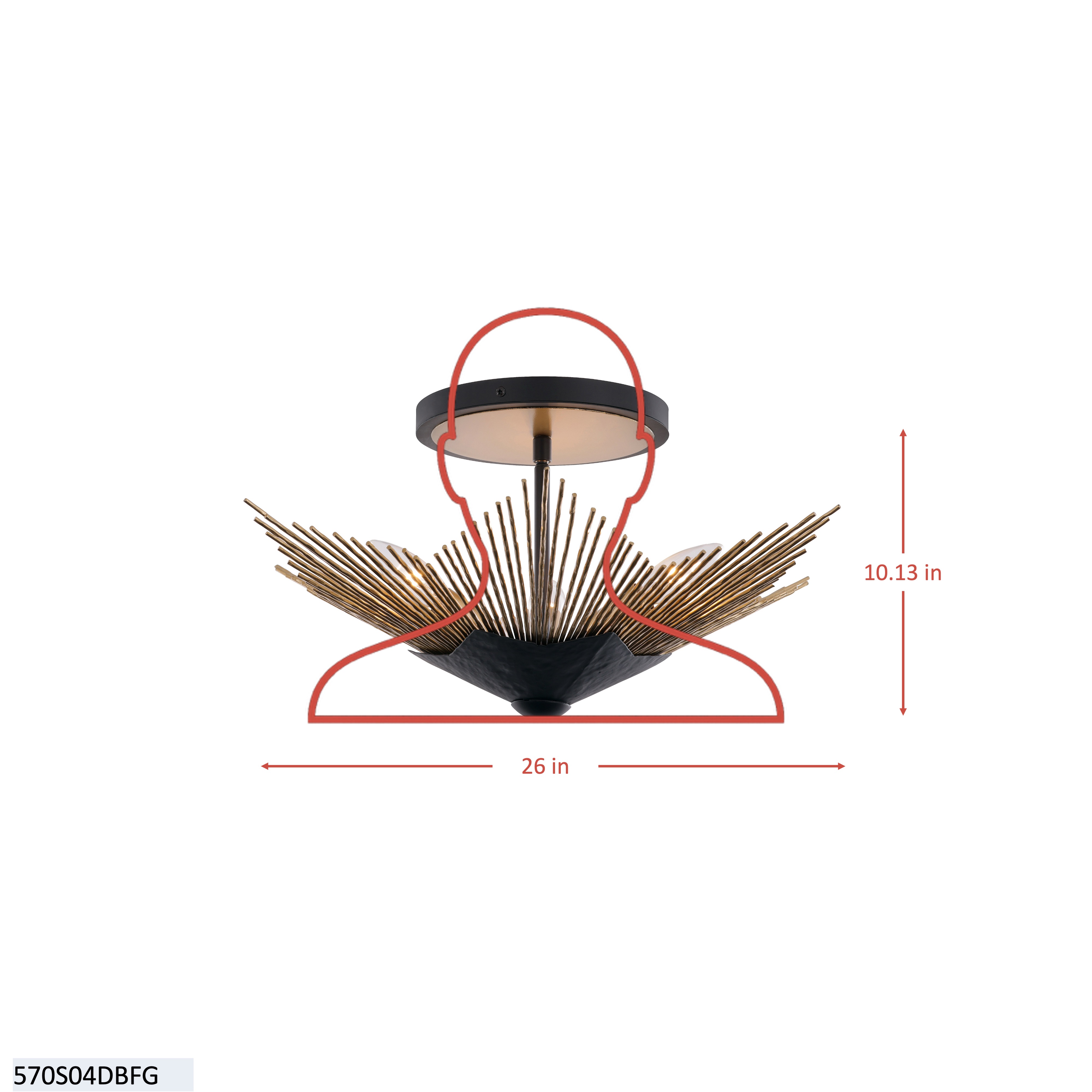 Aristocrat 4 Light Semi Flush dimensions