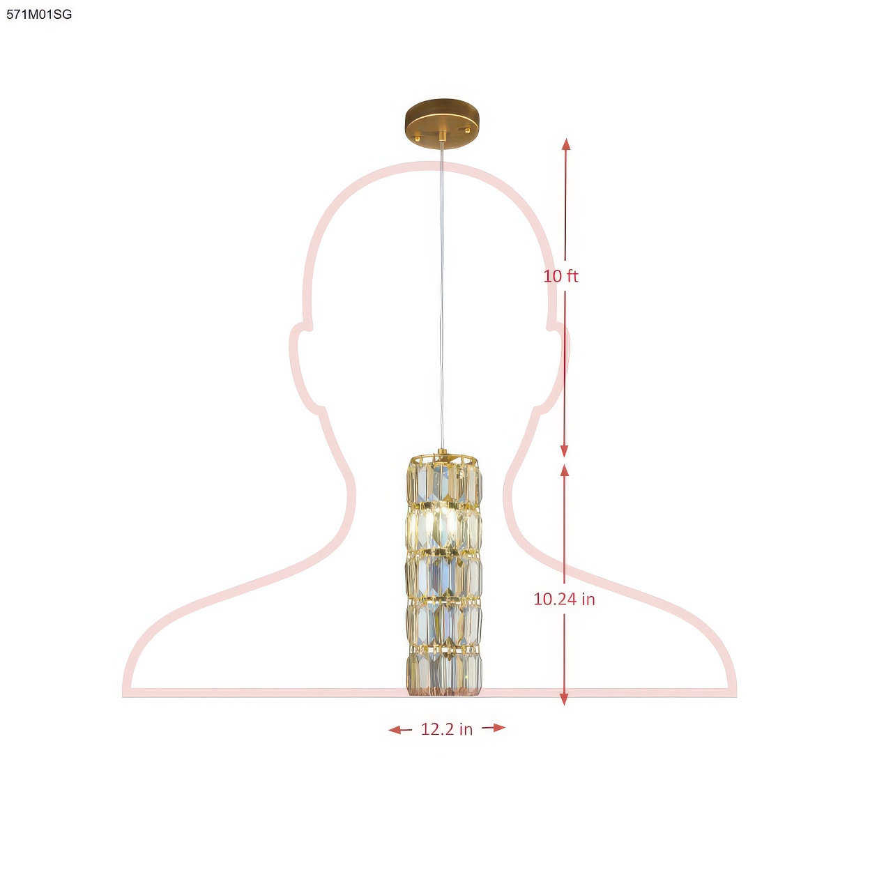 Golden Hour 1 Light Dimmable Pendant dimensions
