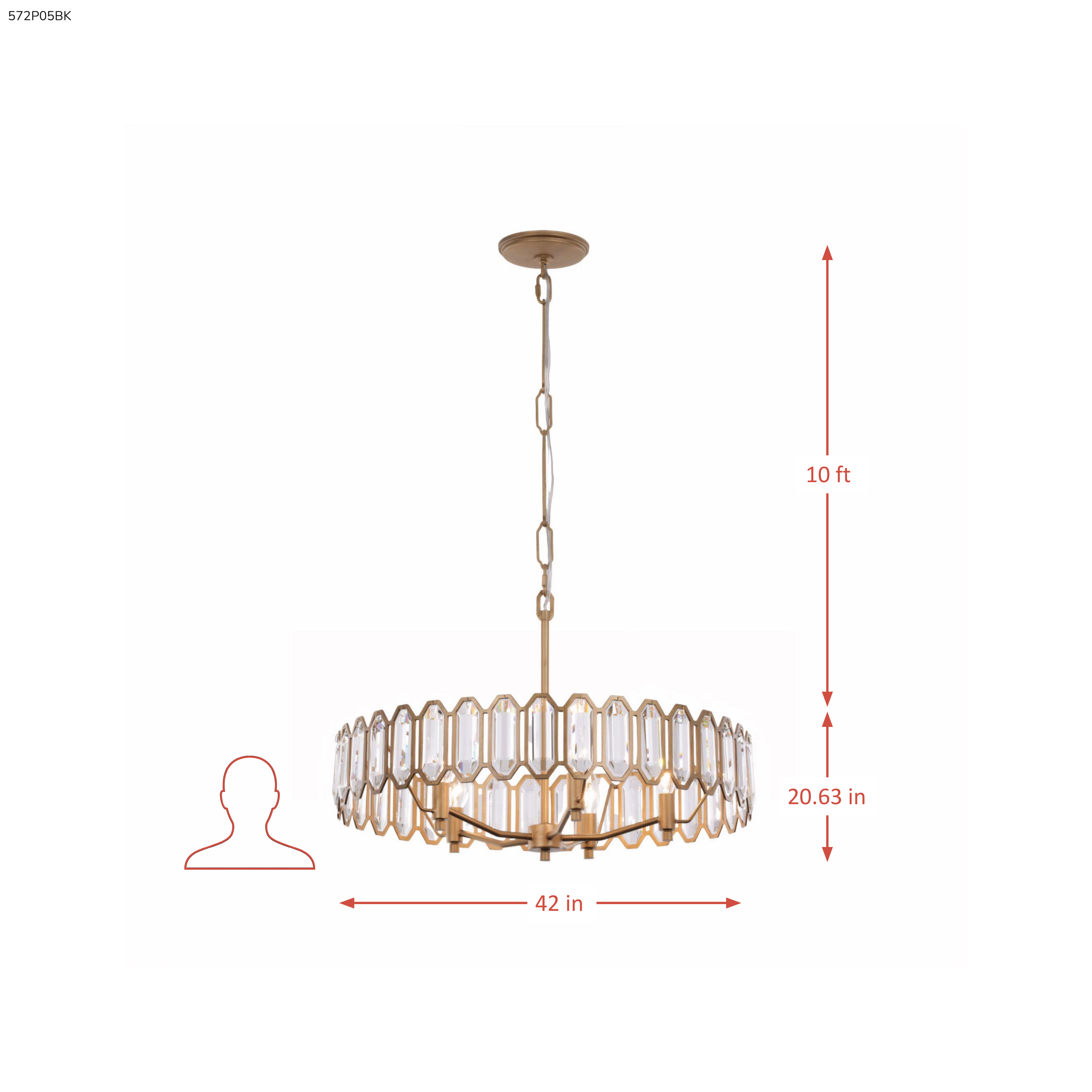 Drama Club 5 Light Pendant dimensions
