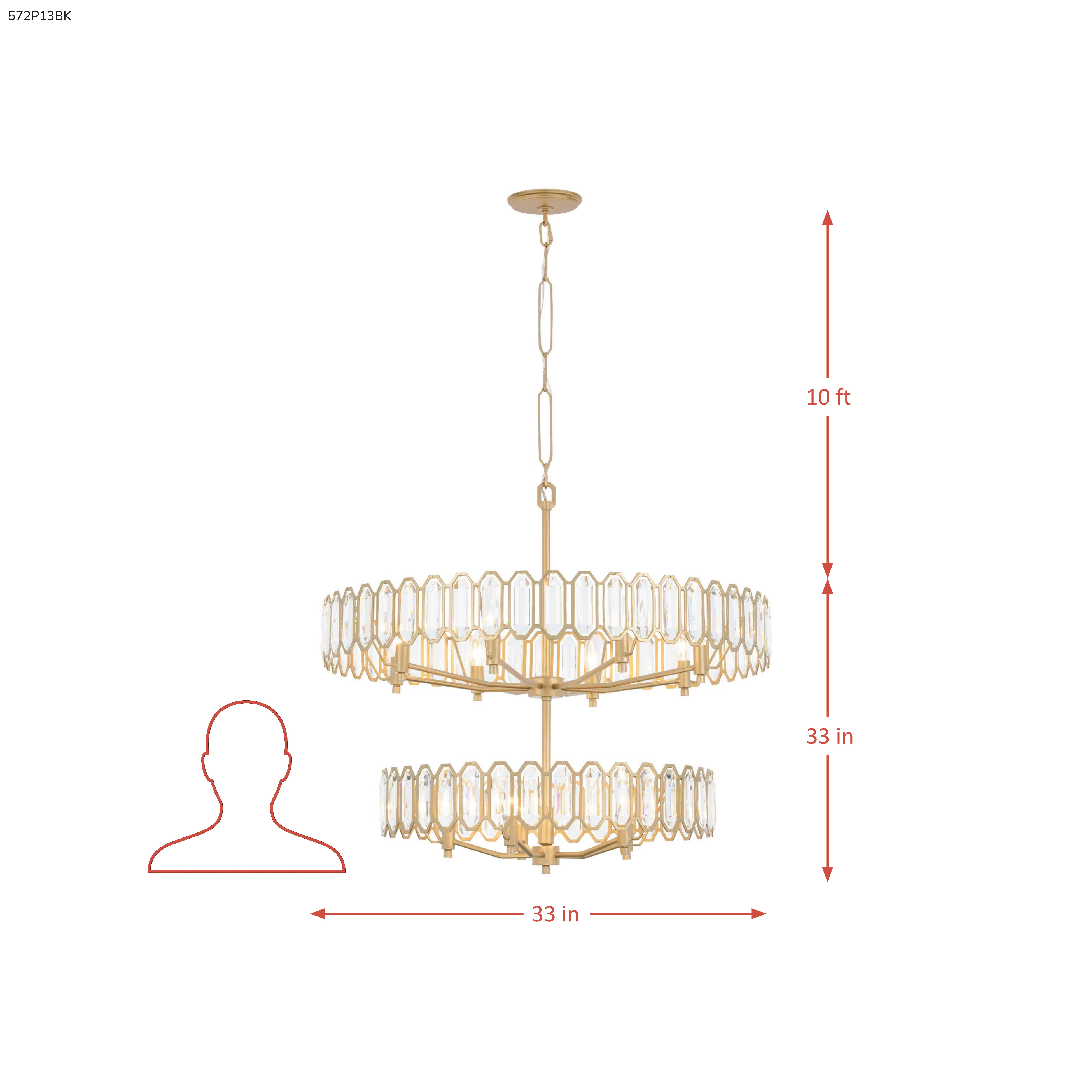 Drama Club 13 Light 2 Tier Pendant dimensions