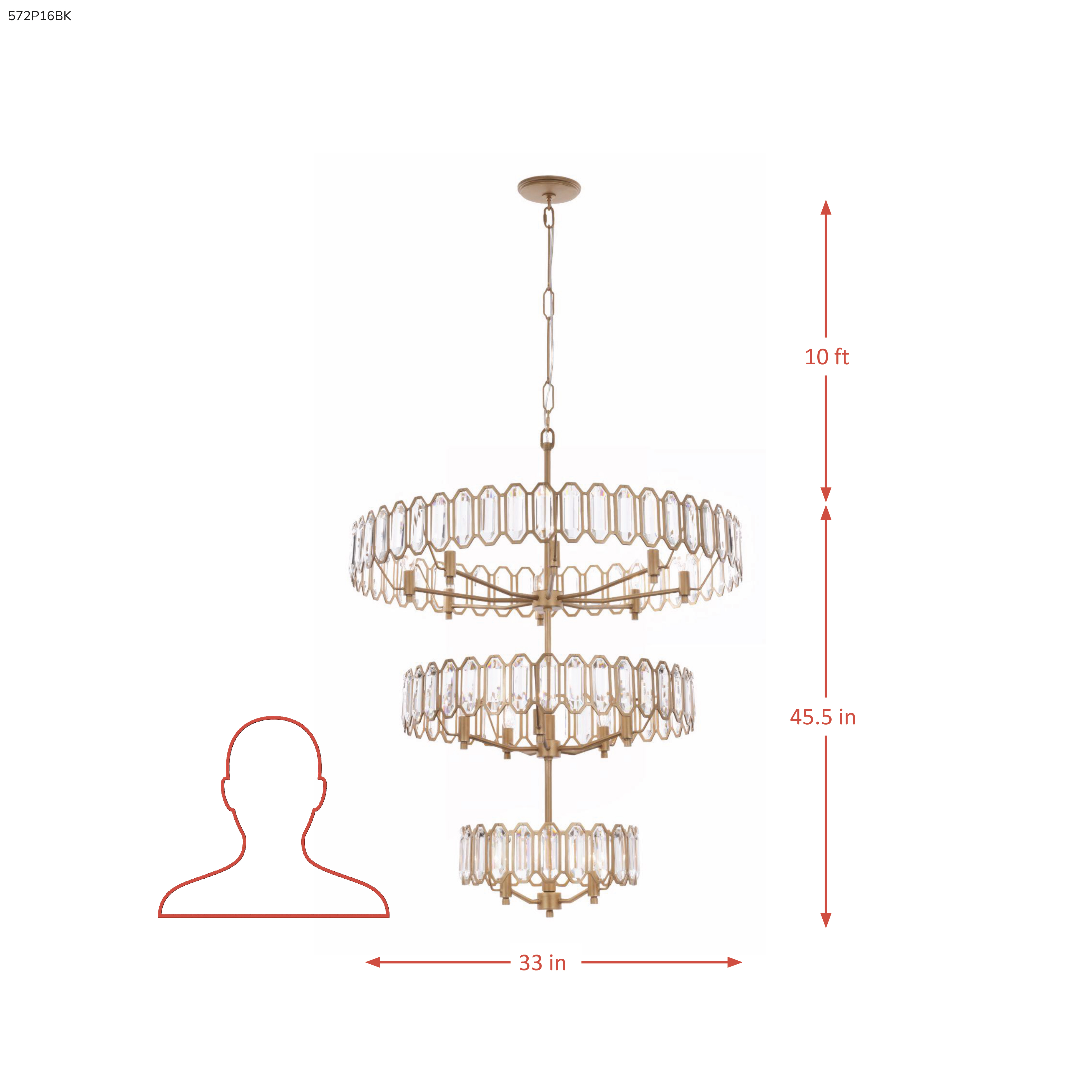 Drama Club 16 Light 3 Tier Pendant dimensions