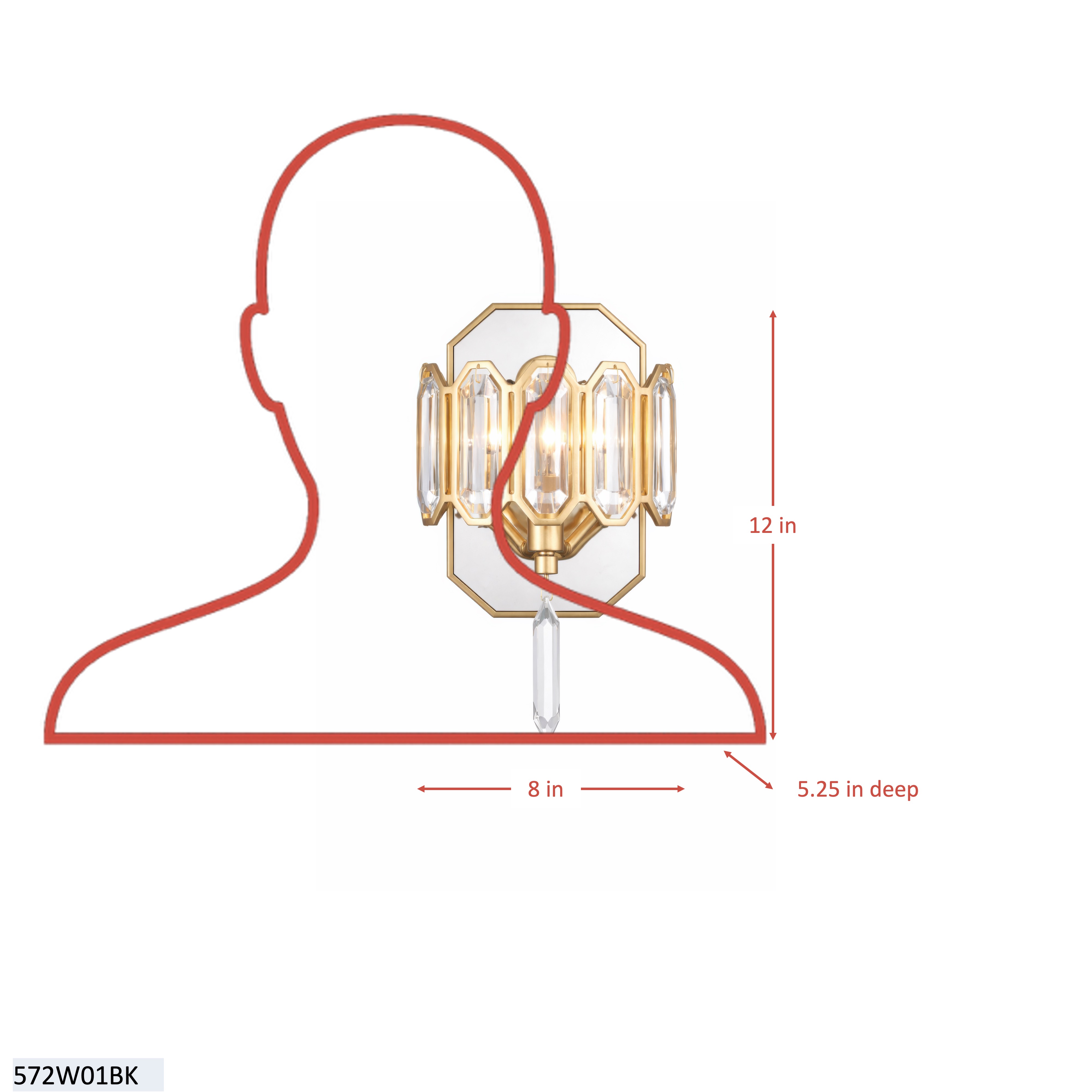 Drama Club 1 Light Sconce dimensions