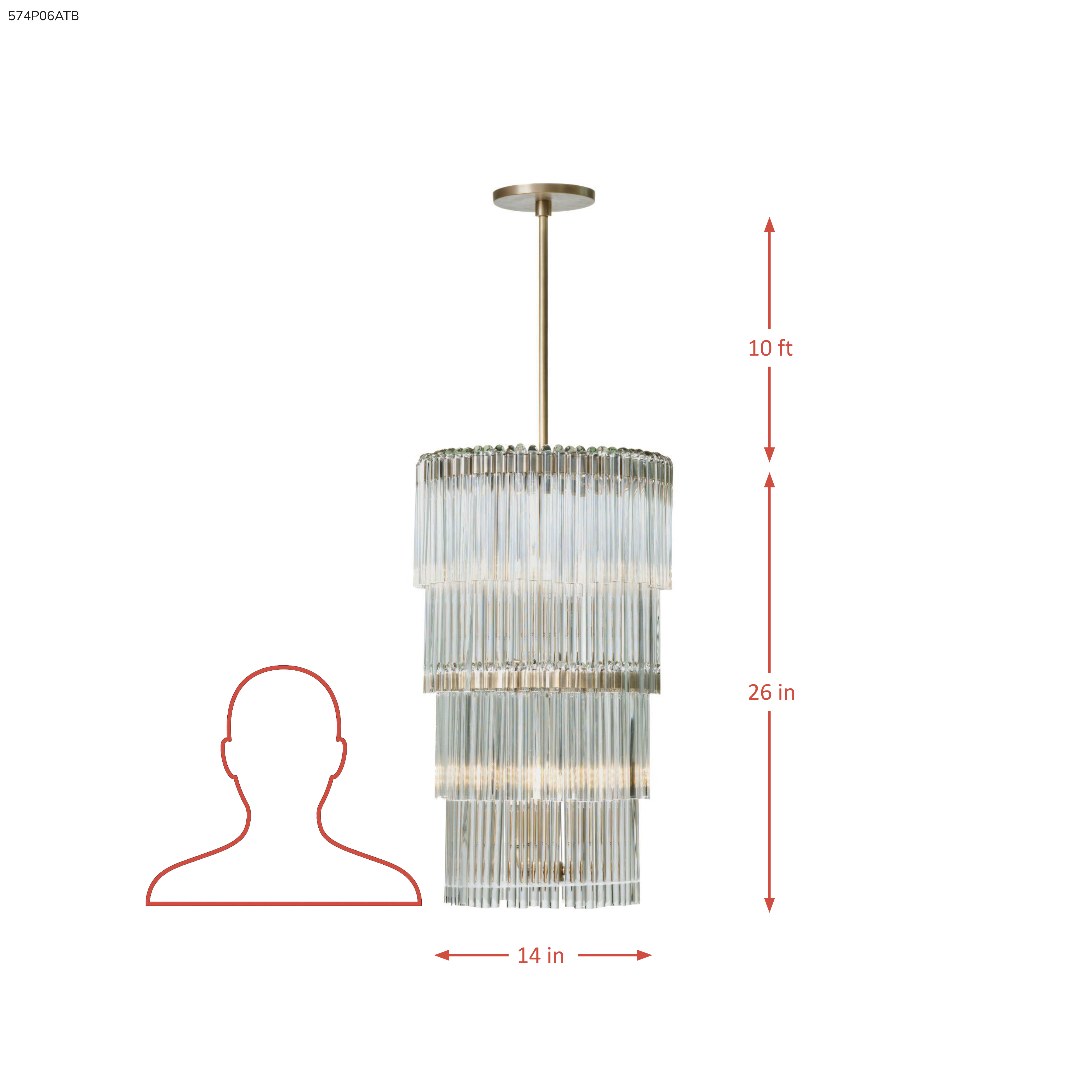 Lila 6 Light Pendant - Antique Bronze dimensions