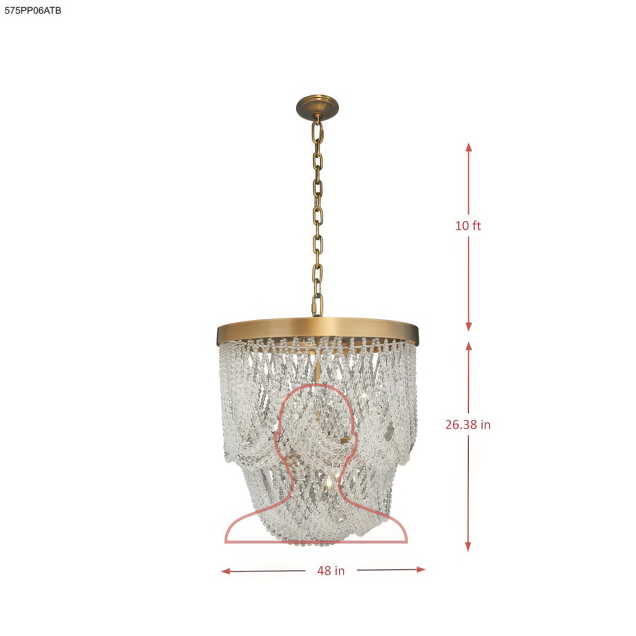 Solaire 6-lt Pendant - Antique Bronze dimensions