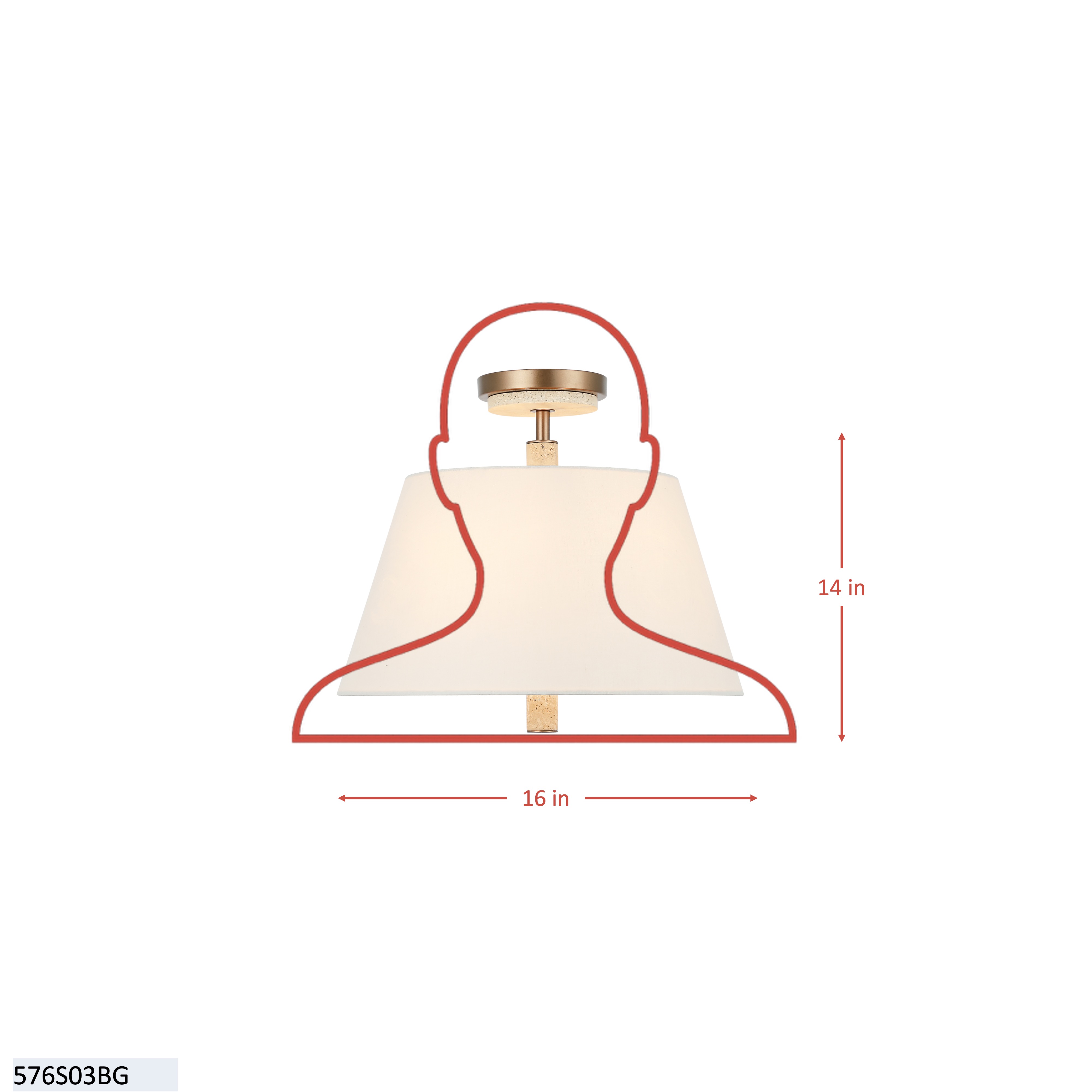 Rockford 3 Light Semi-Flush dimensions