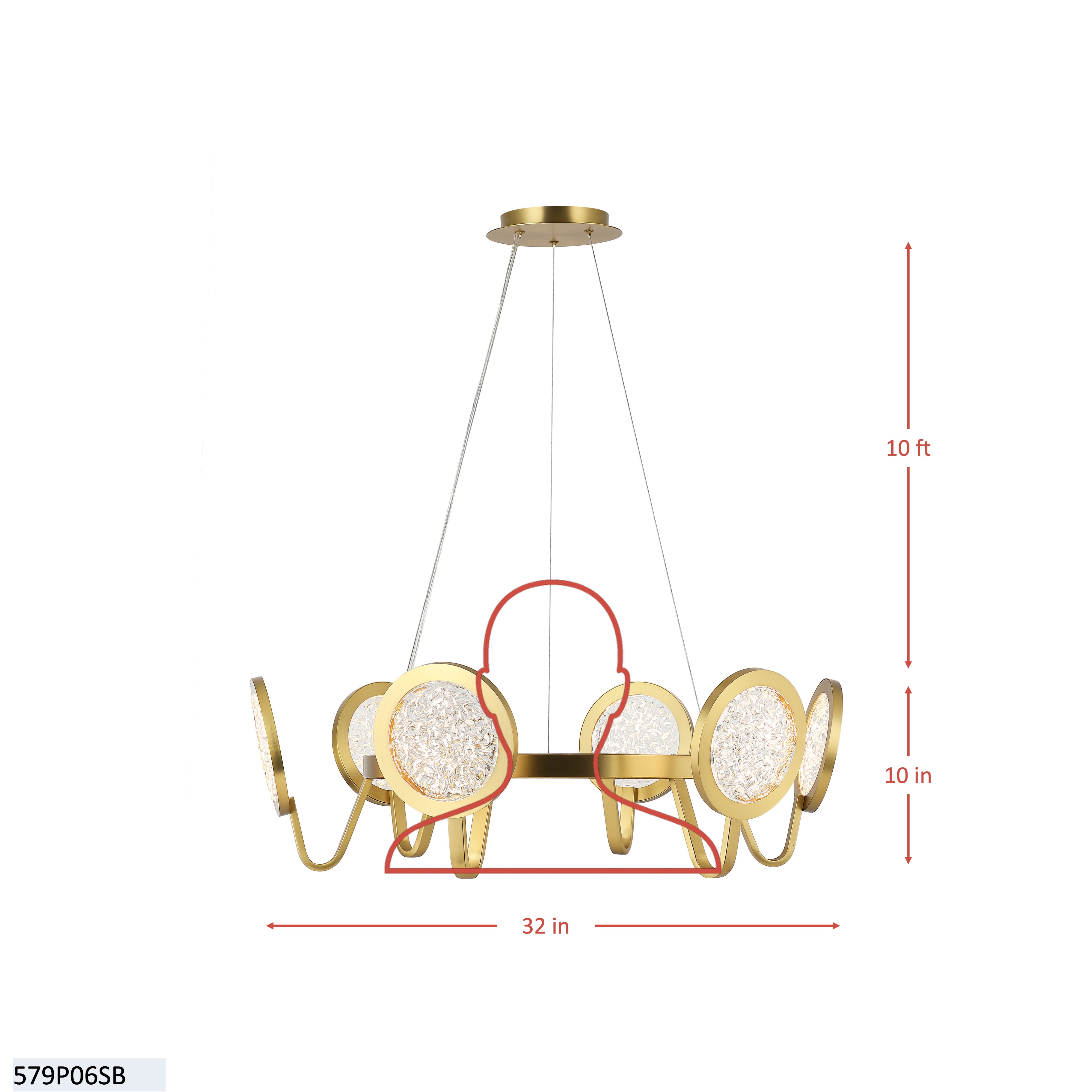 Sherlock 6 Light Pendant dimensions