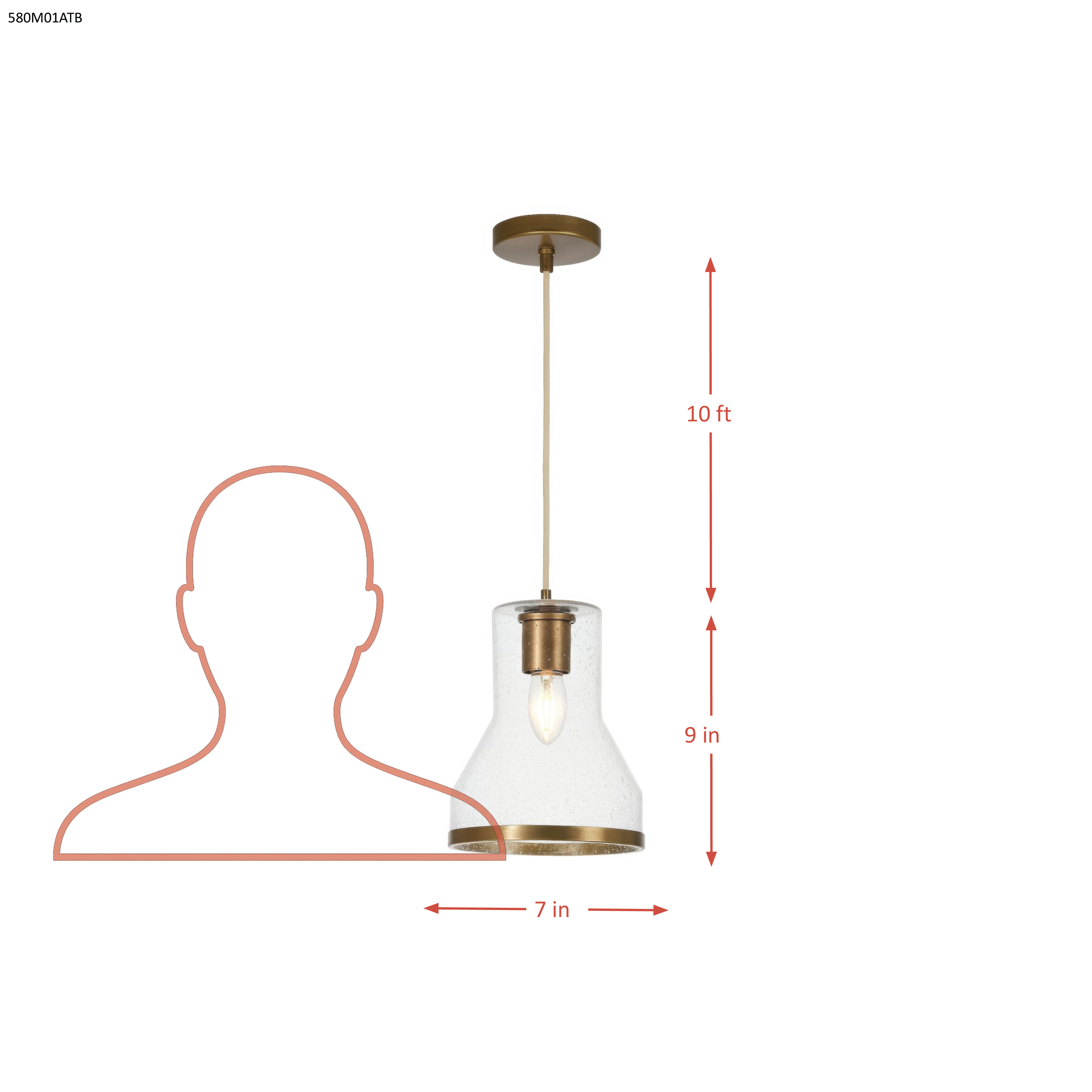 Alicia 1 Light Mini-Pendant - Matte Black dimensions