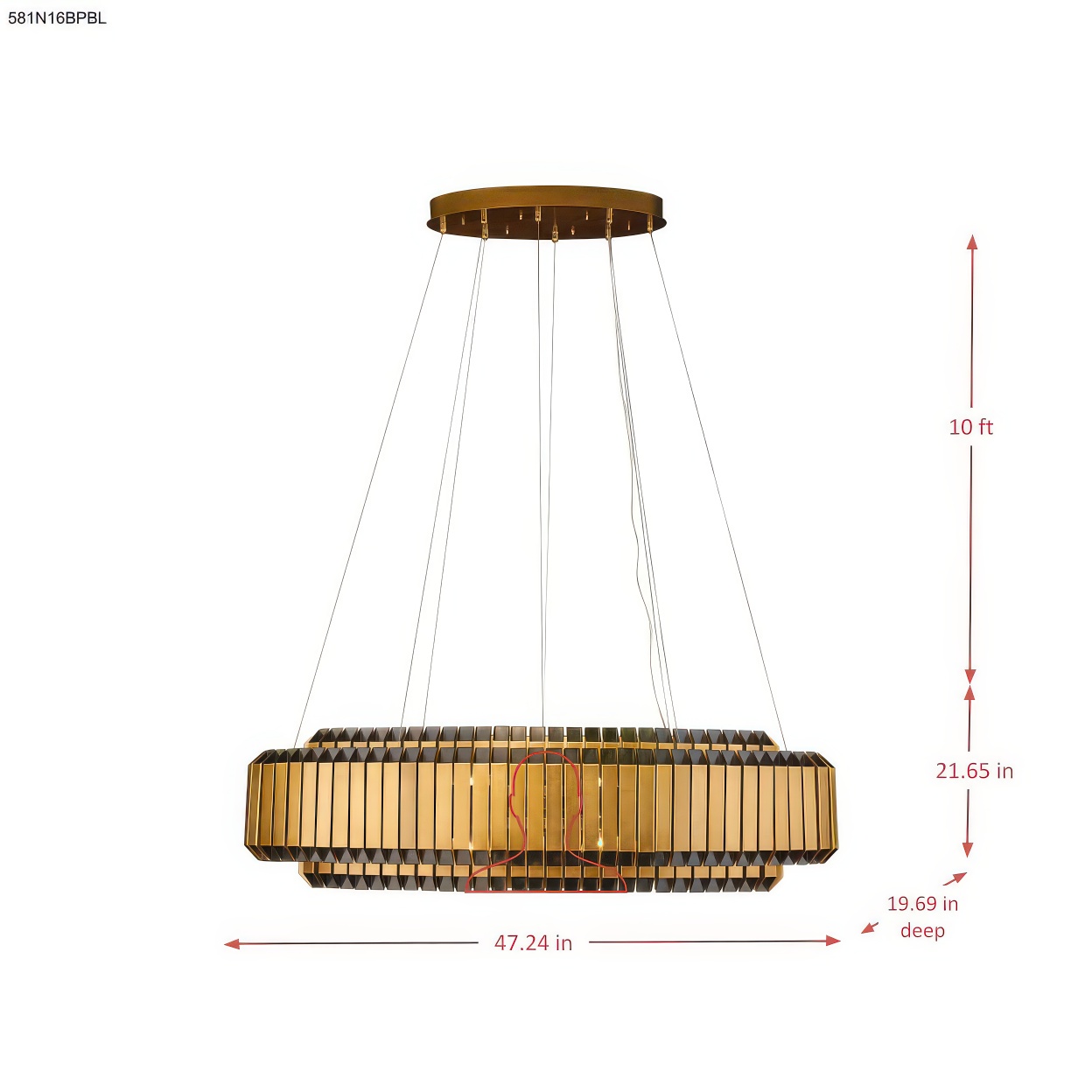 Mod Squad 16 Light Dimmble Linear Pendant dimensions