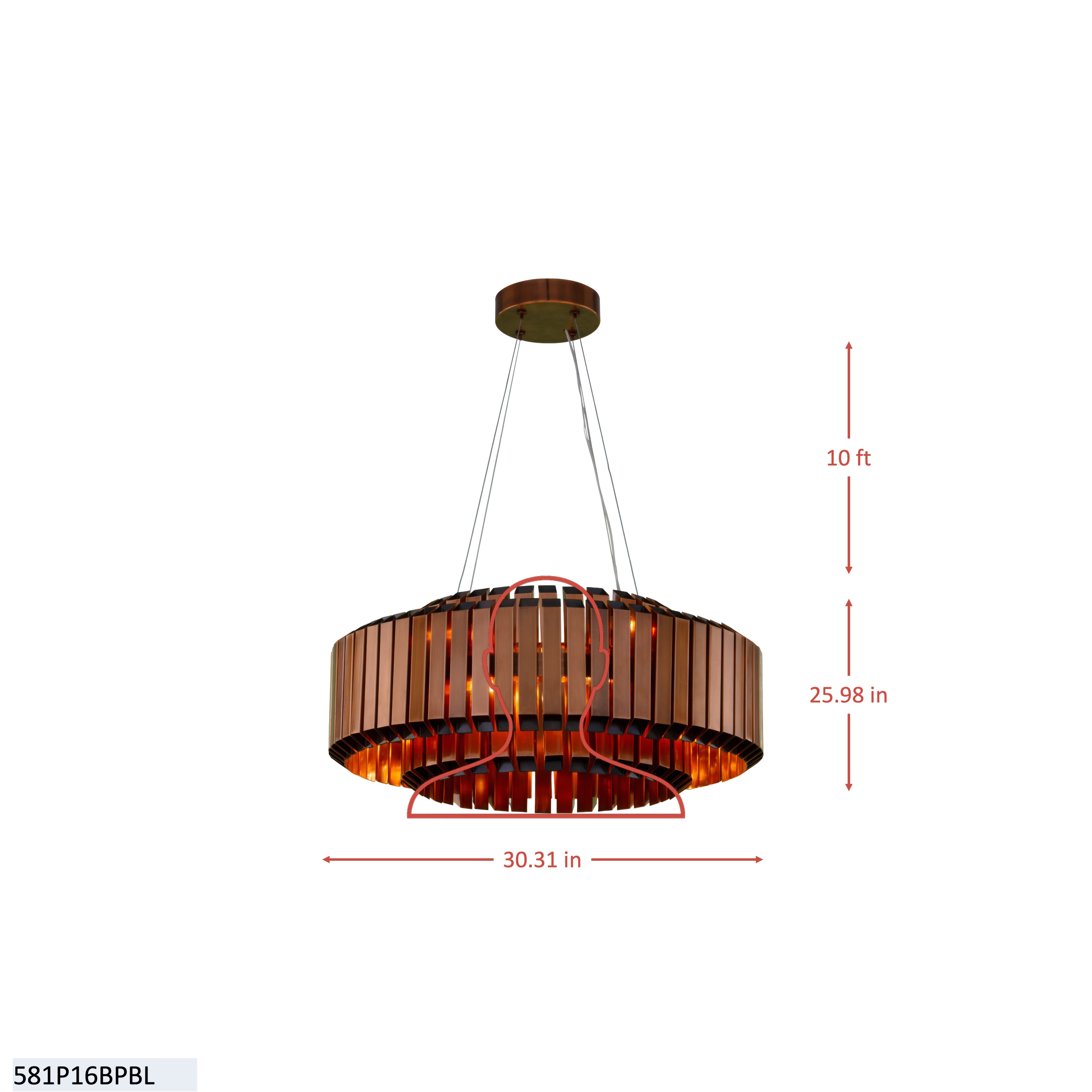 Mod Squad 16 Light Dimmable Dining Round Pendant dimensions