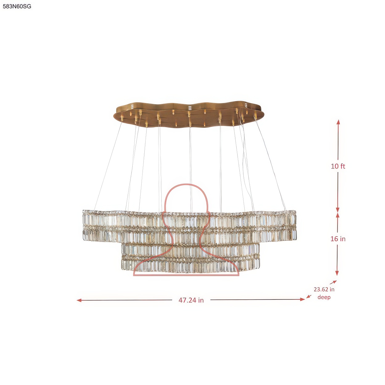 Double Standard 60 inch Dimmable LED Linear Pendant dimensions