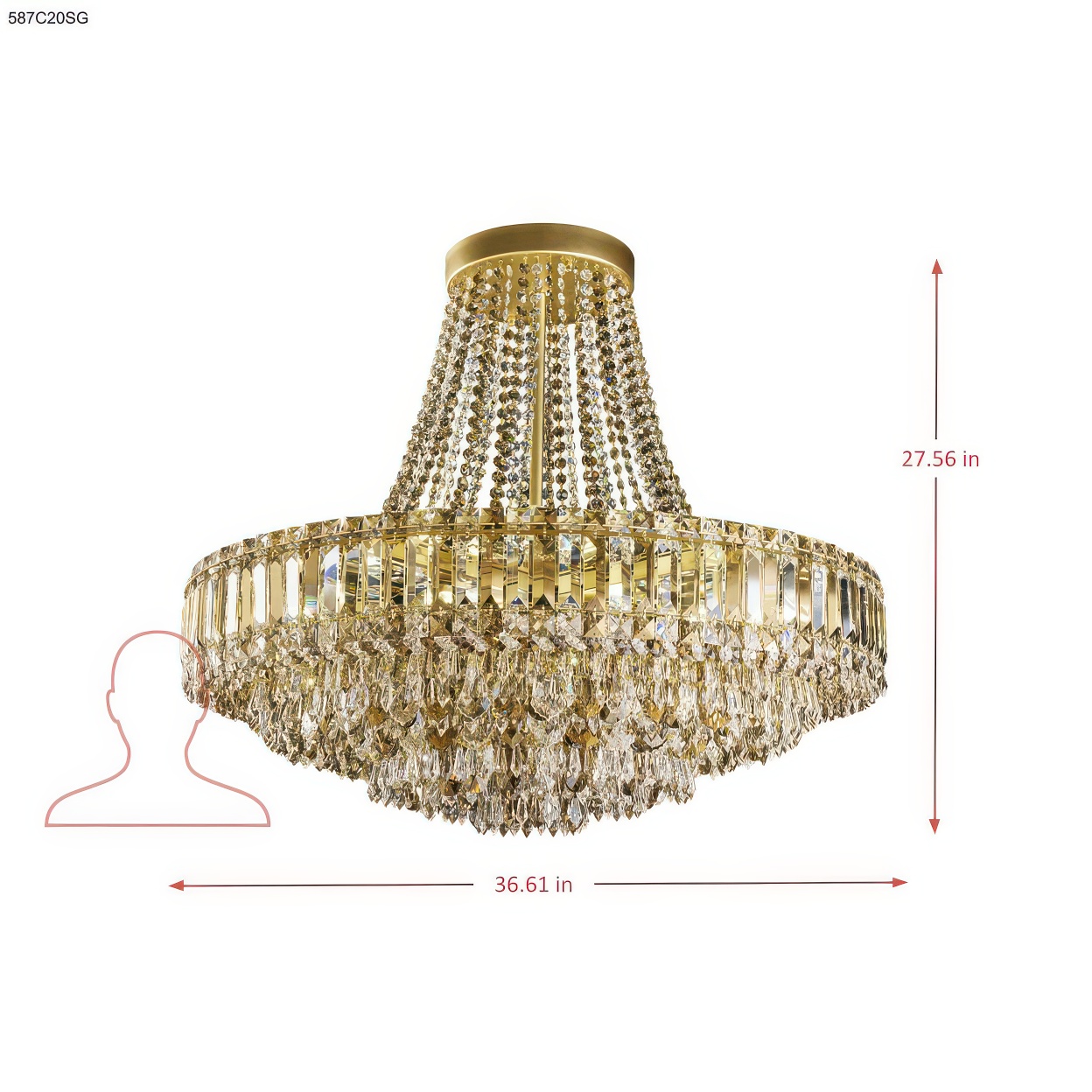 Ain't She Grand 20 Light Chandelier dimensions