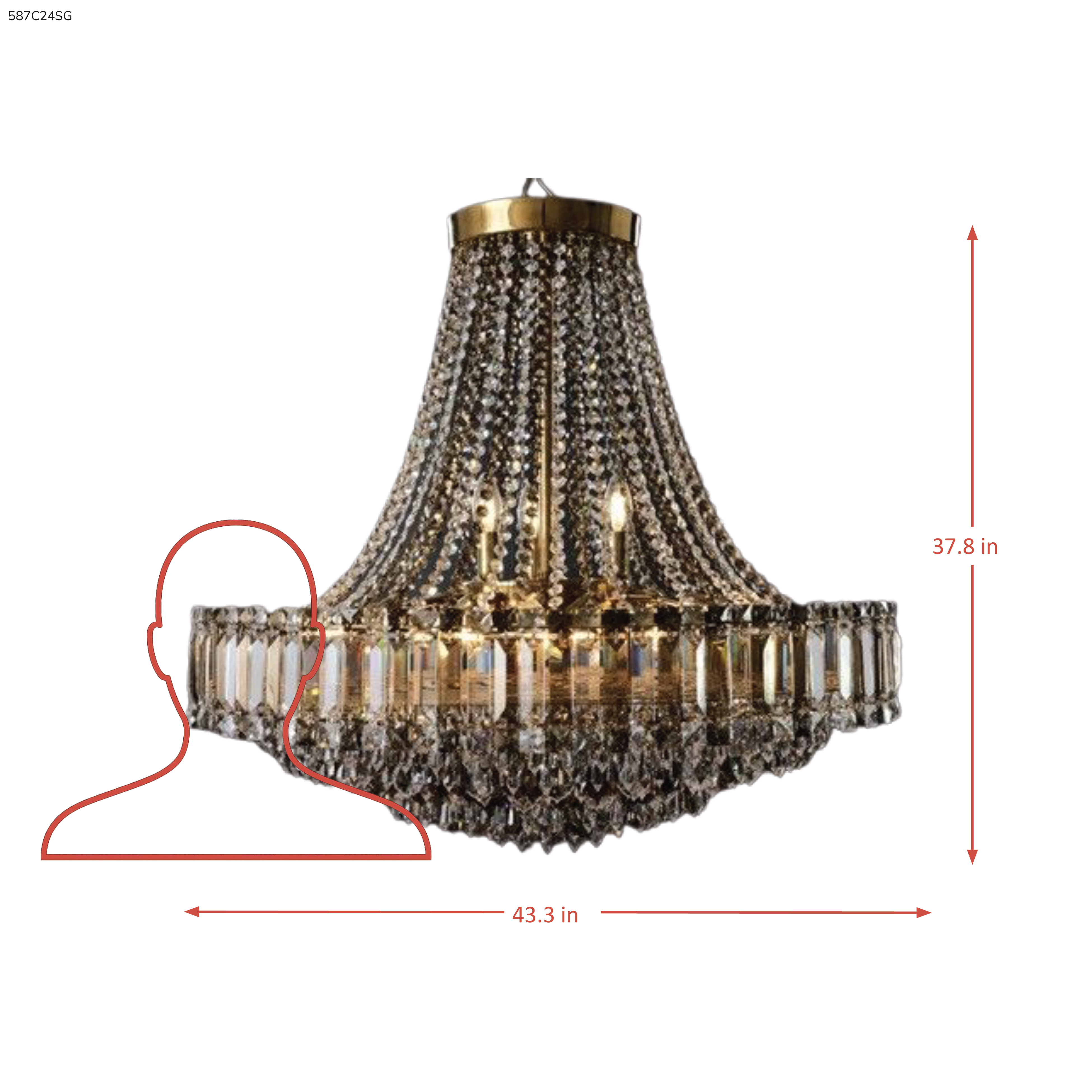 Ain't She Grand 24 Light Chandelier dimensions