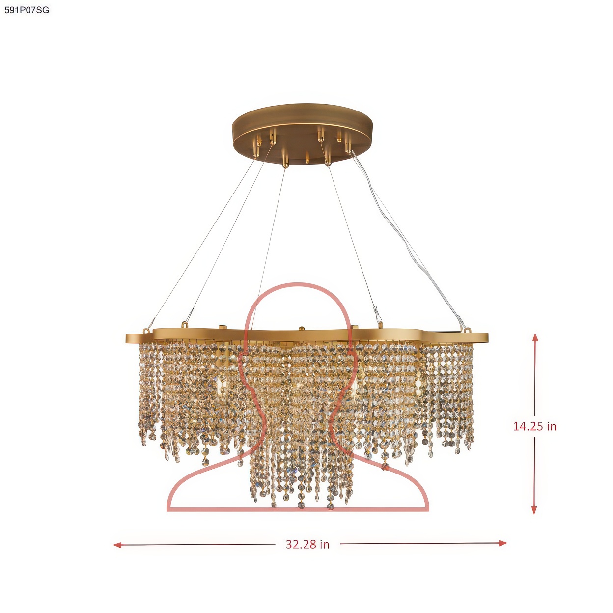 Deco Drippy 7 Light Dimmable Dining Pendant Chandelier dimensions