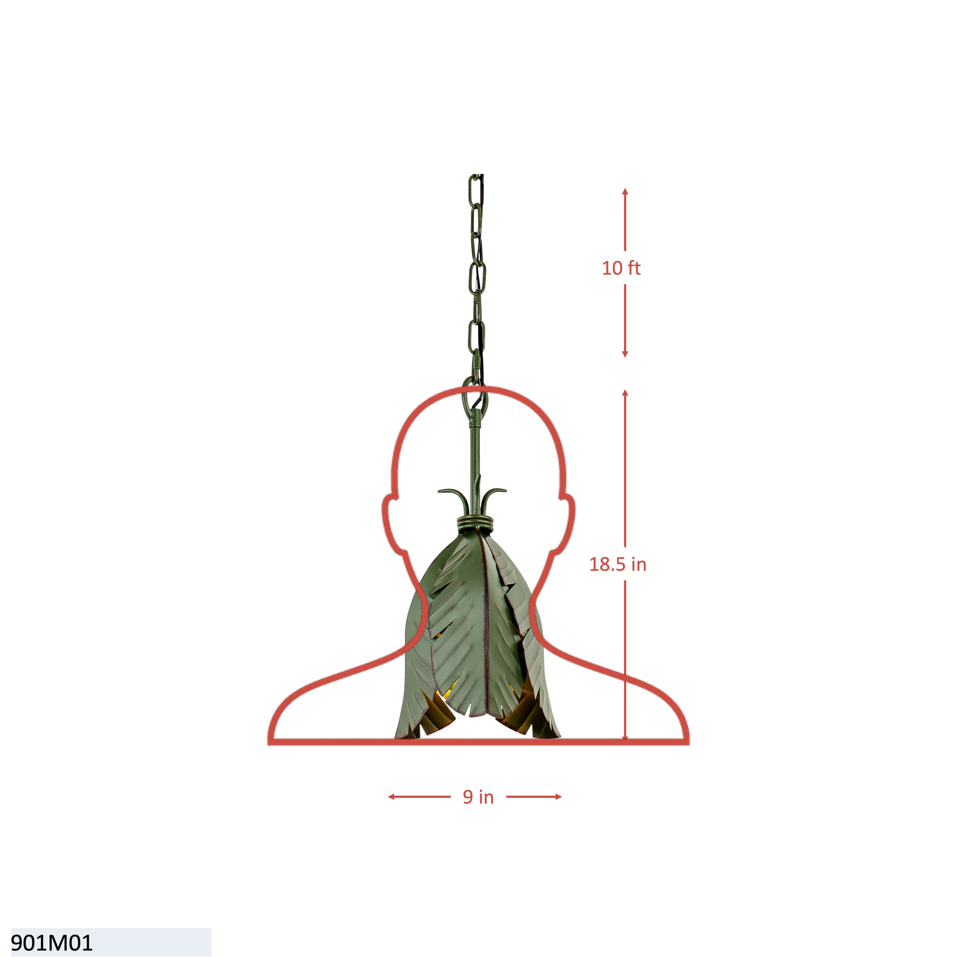 Banana Leaf 1 Light Mini Pendant dimensions