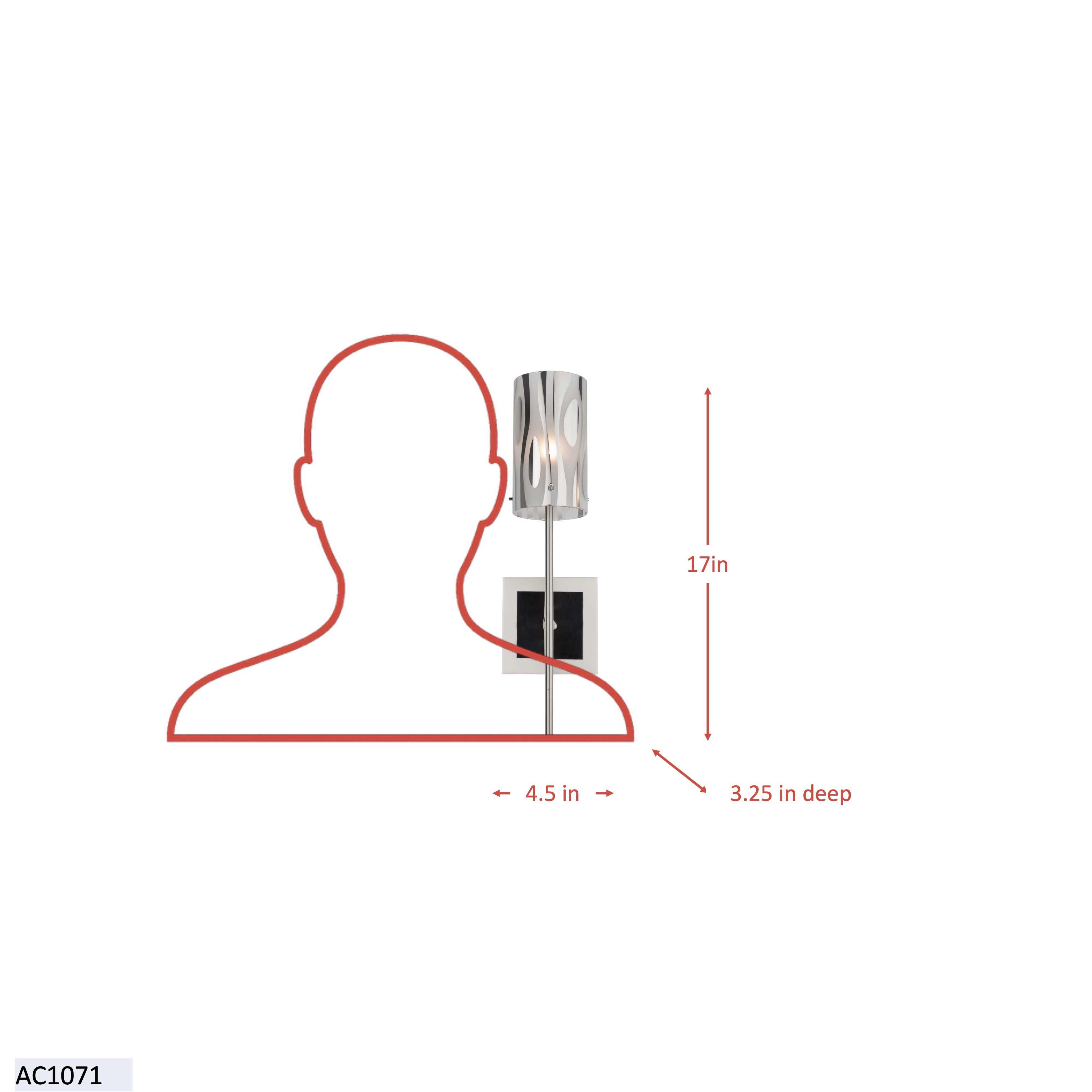 Chroman Empire 1 Light Sconce - Chrome dimensions
