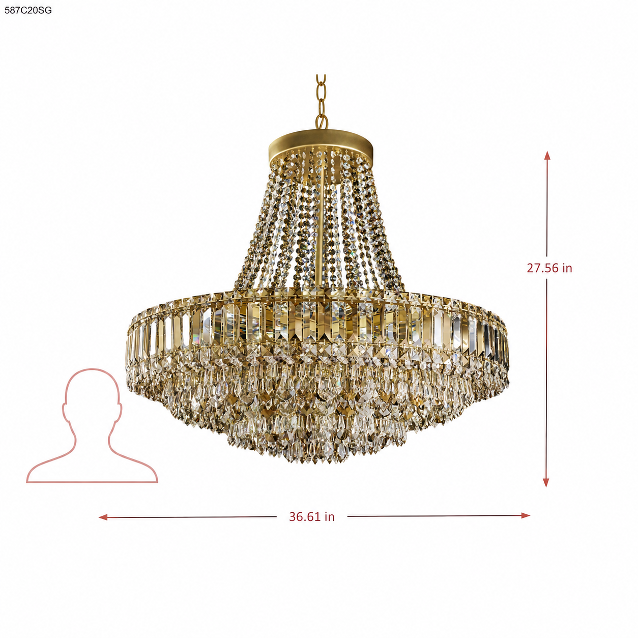 Ain't She Grand 20 Light Chandelier dimensions