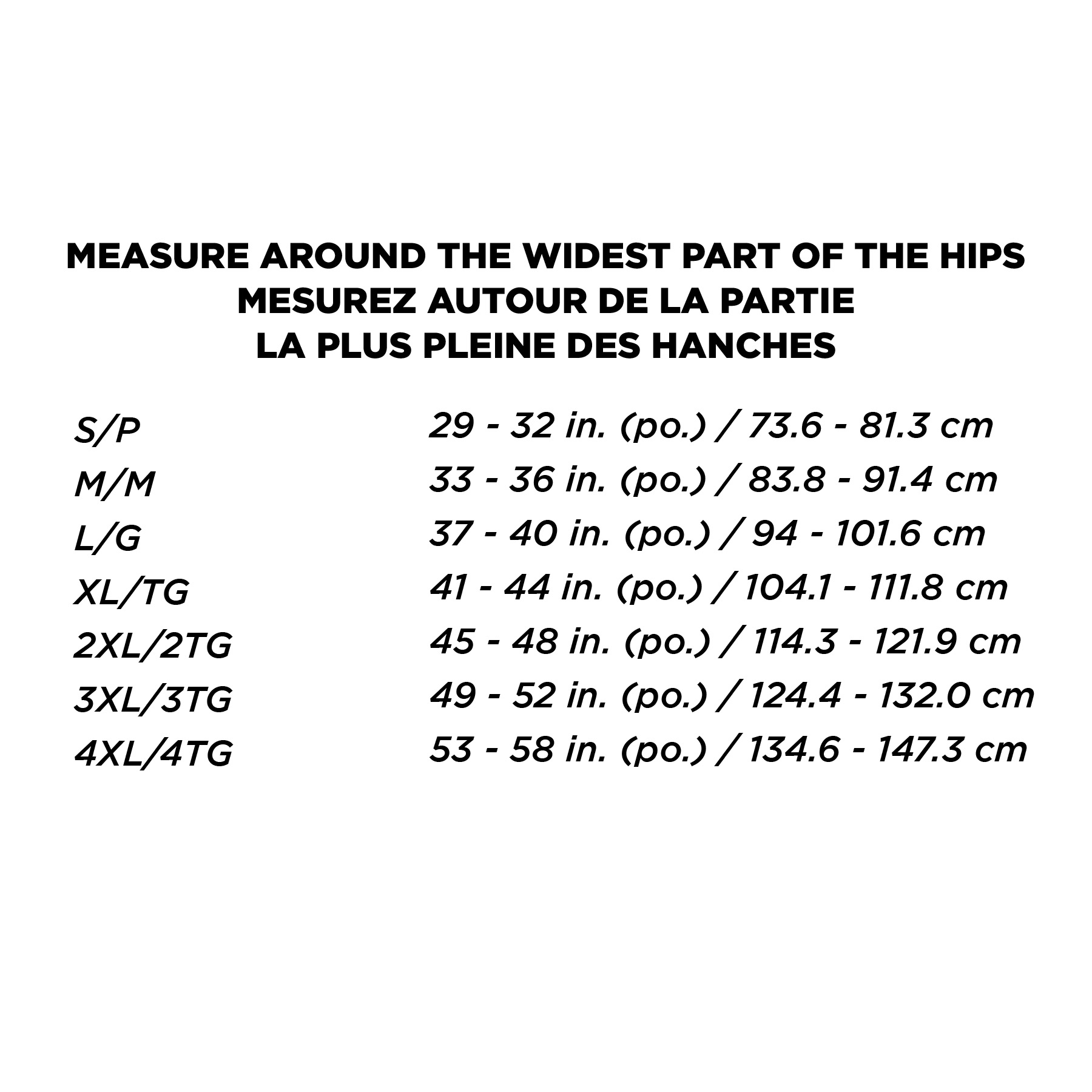 Sizing guide