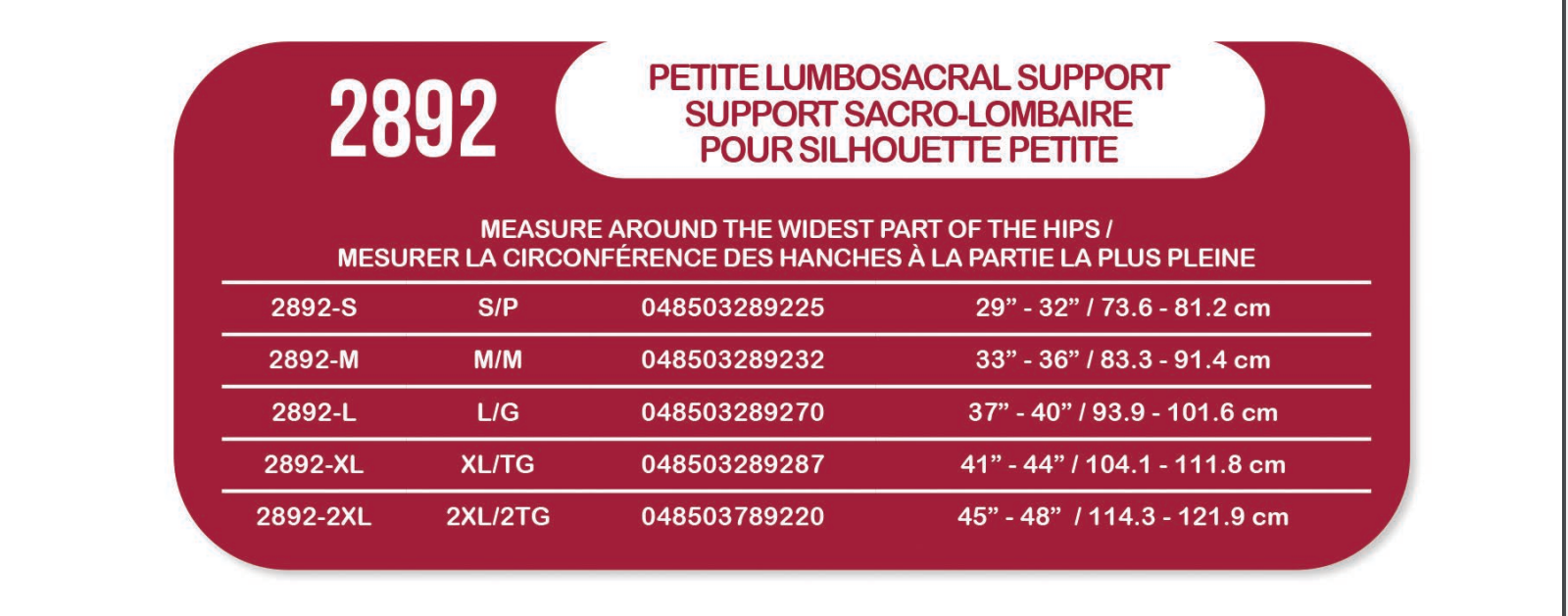 Sizing guide