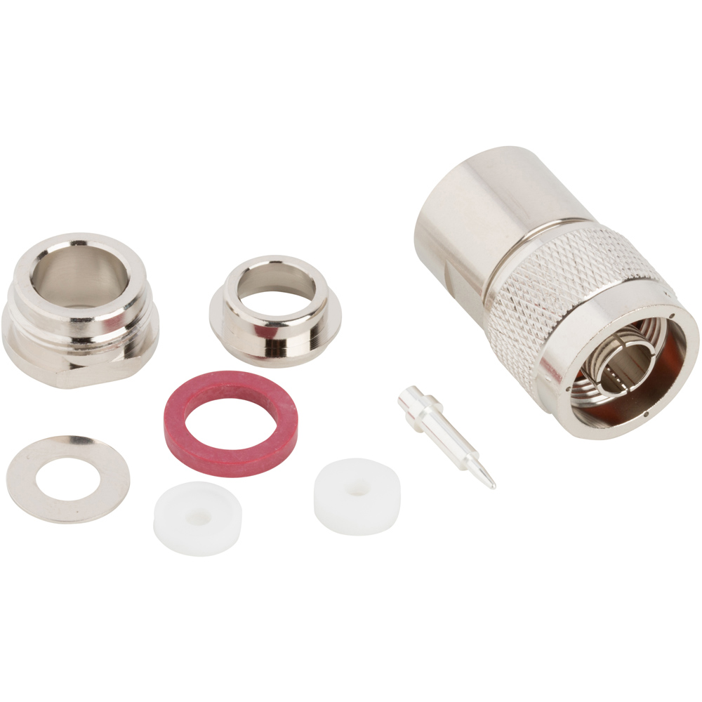 L-Com BAN111 N-Type Male Coax Connectors (2-Pack) - Solder/Clamp For RG-213, RG-8, Gold