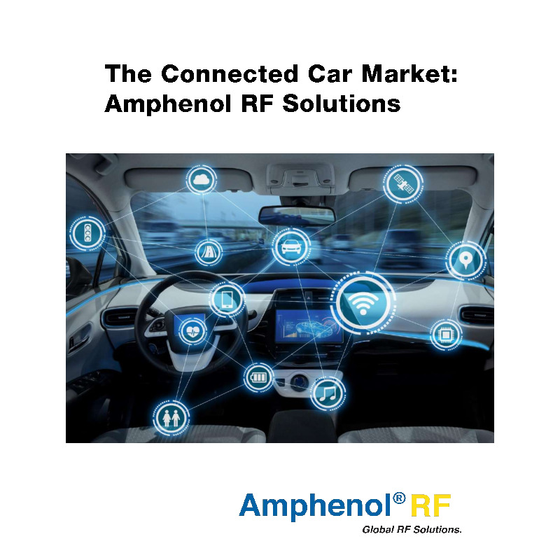 The "Connected Cars" guide by Amphenol RF covers various aspects of the connected car industry, highlighting its growth, significance, and components. It discusses the impact of IoT on the automotive sector, the importance of V2X (Vehicle-to-Everything) communication, and key components like FAKRA and HSD connectors. Amphenol RF provides solutions such as 6.0 GHz FAKRA connectors for V2X applications and sealed FAKRA connectors for exterior vehicle use, emphasizing their role in enhancing in-car entertainment, safety, and autonomous driving technologies​​.