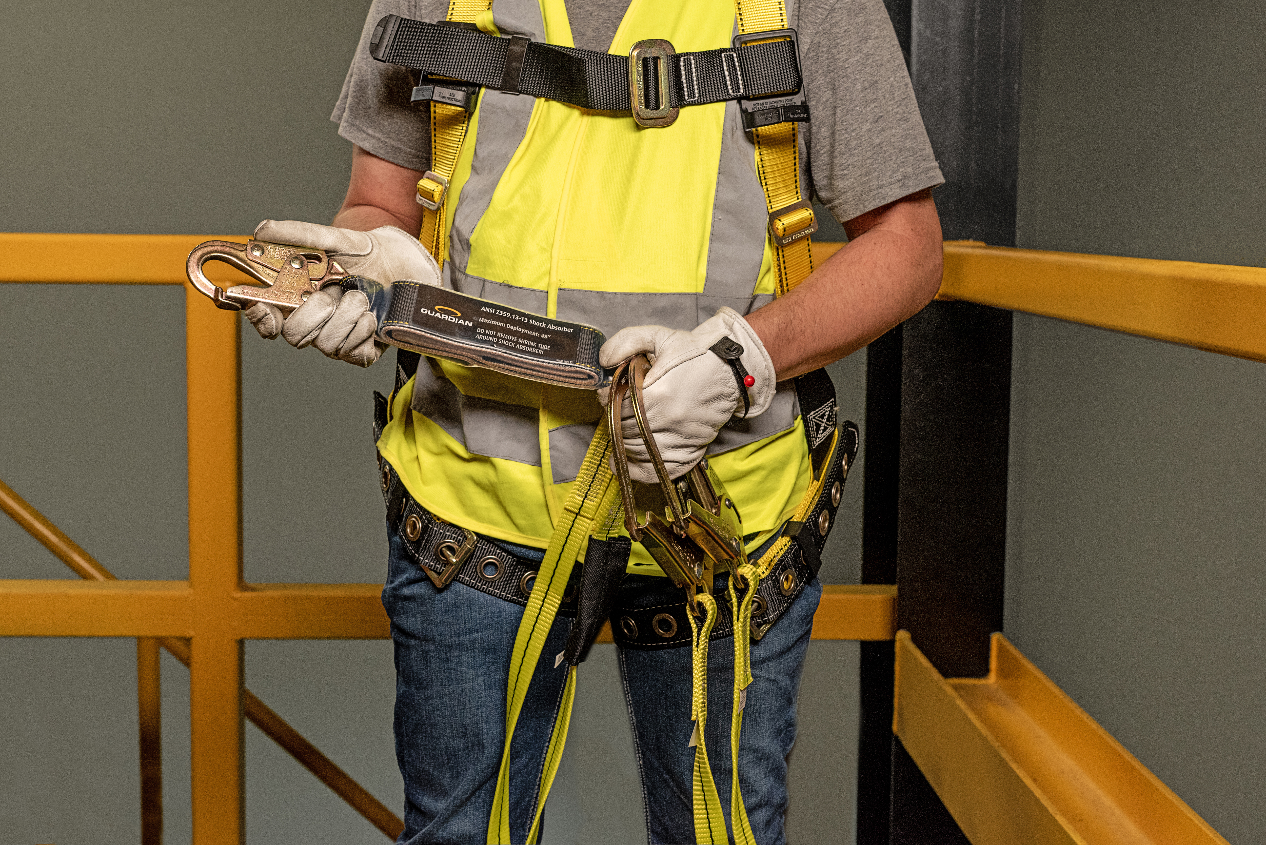 Guardian 6-Foot Double Leg Shock Absorbing Lanyard - Fall Protection Safety Gear With Snap Hooks