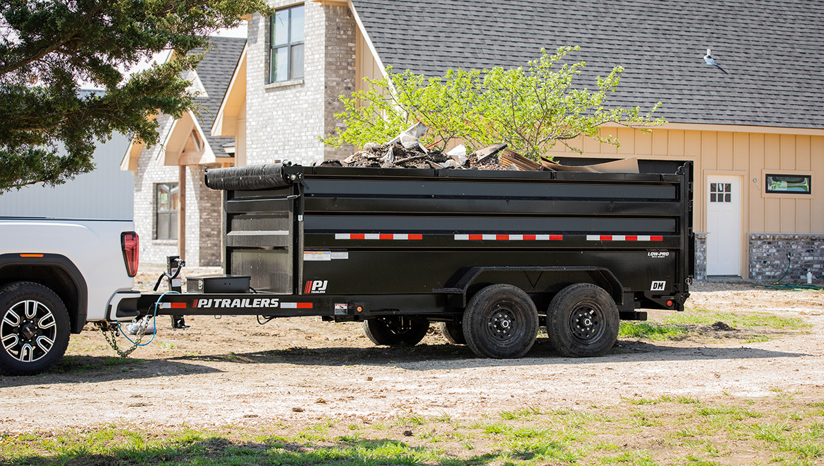 PJ TRAILERS DM14 PJ 7X14 G DUMP EB2 SMSTTK SIR 2WG 14PLY 4WALLS 7GF BLACK Image 1