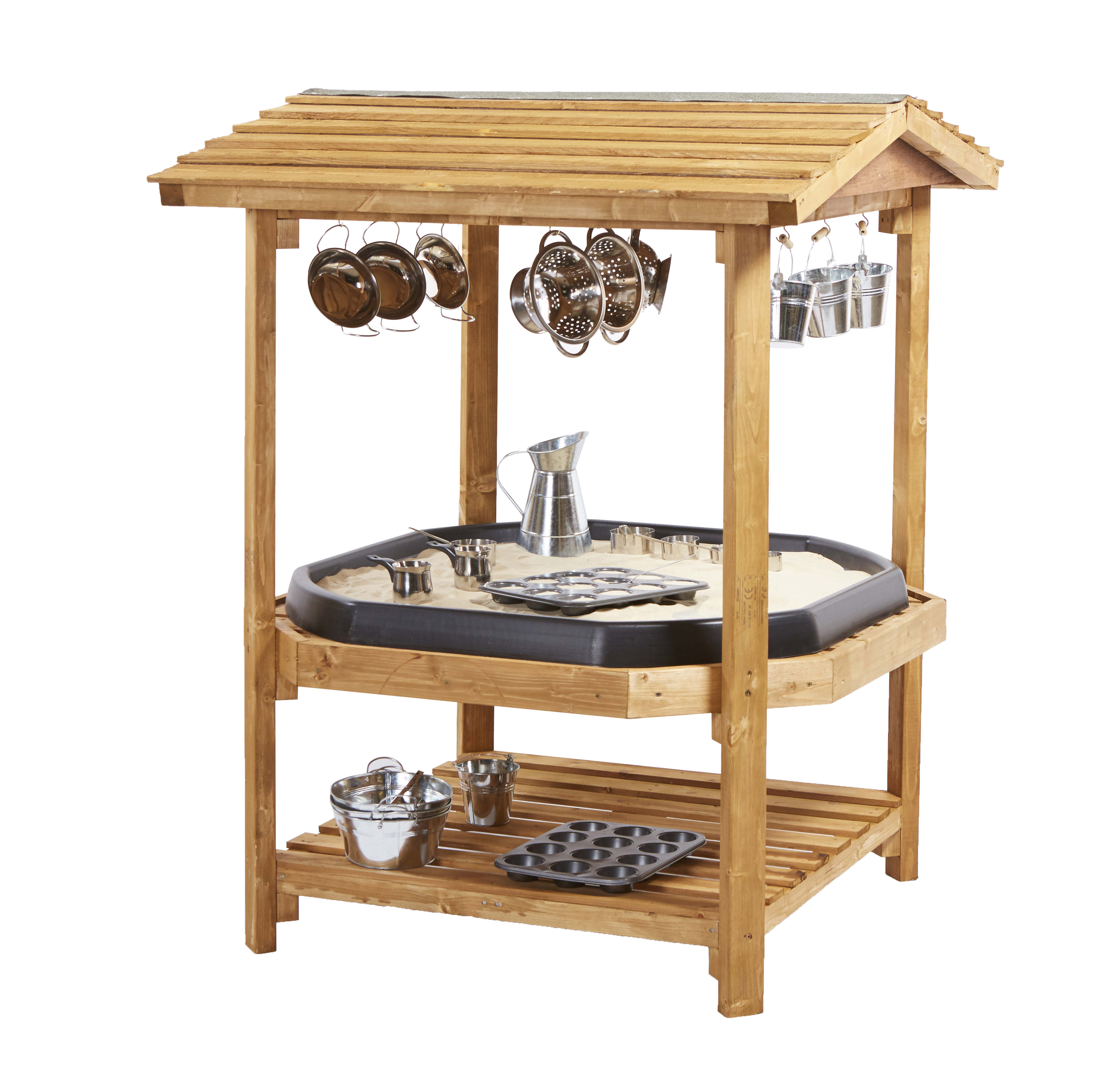 Outdoor Canopied Wooden Tuff Spot Tray Stand