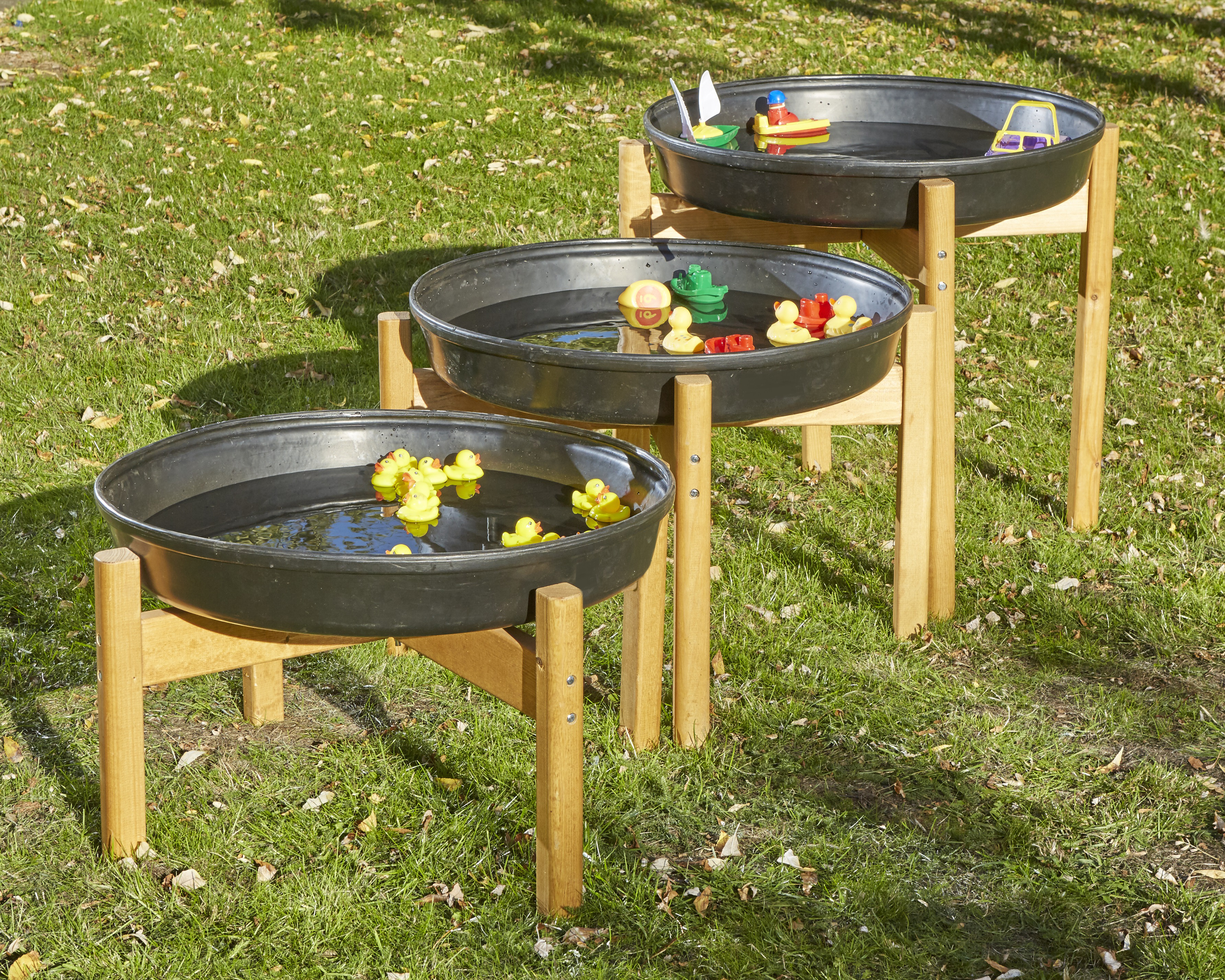 Trio of Cascading Deep Spot Trays and Stands