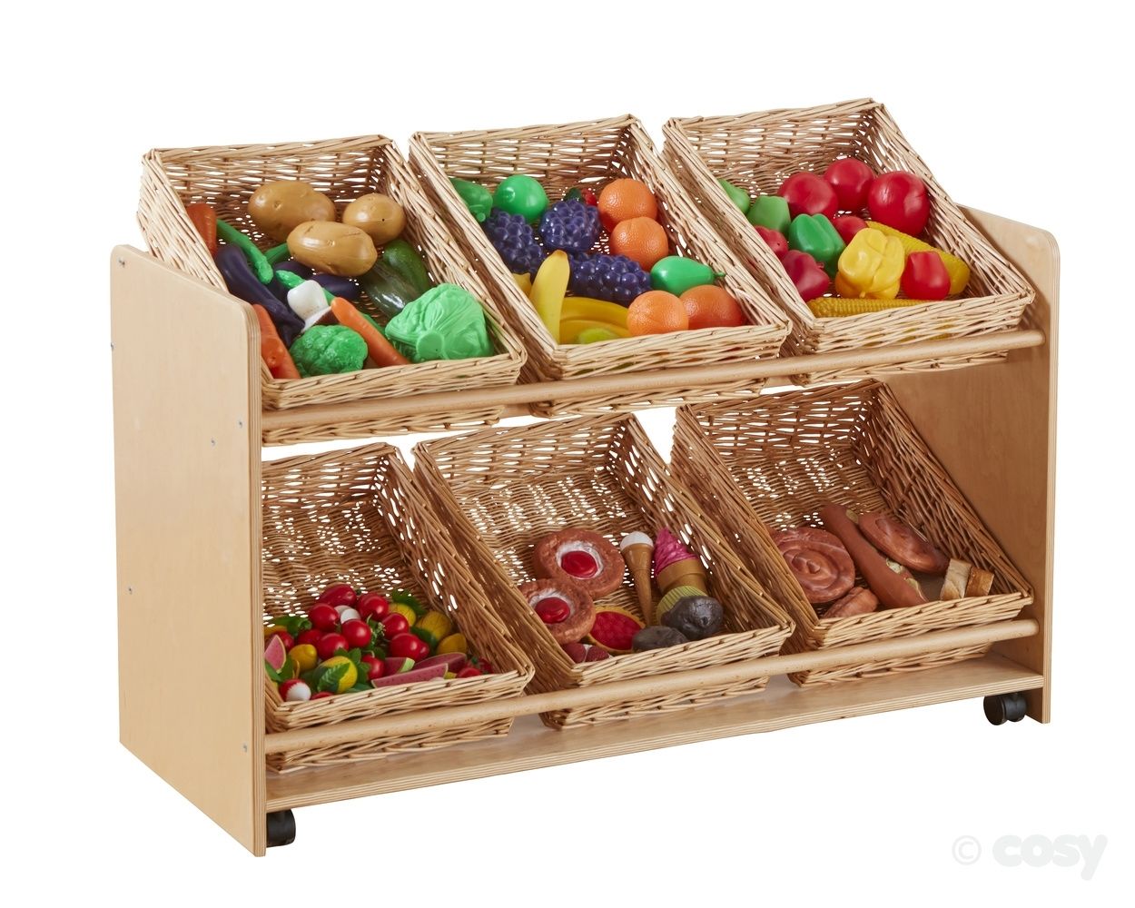 Rookie Open Mobile Basket Shelf with Baskets