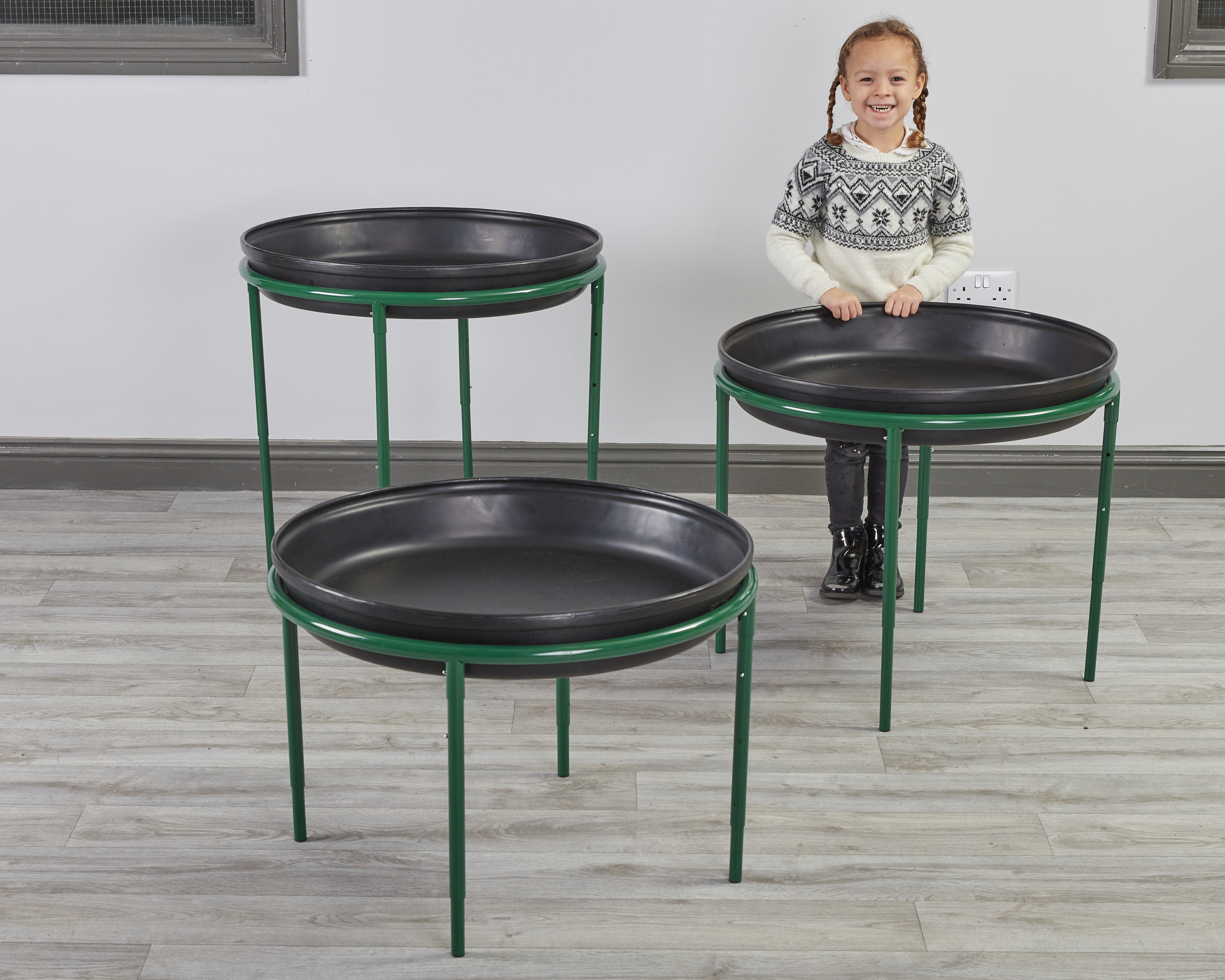 Deep Spot Tray Height Adjustable Metal Stand - Set of 3