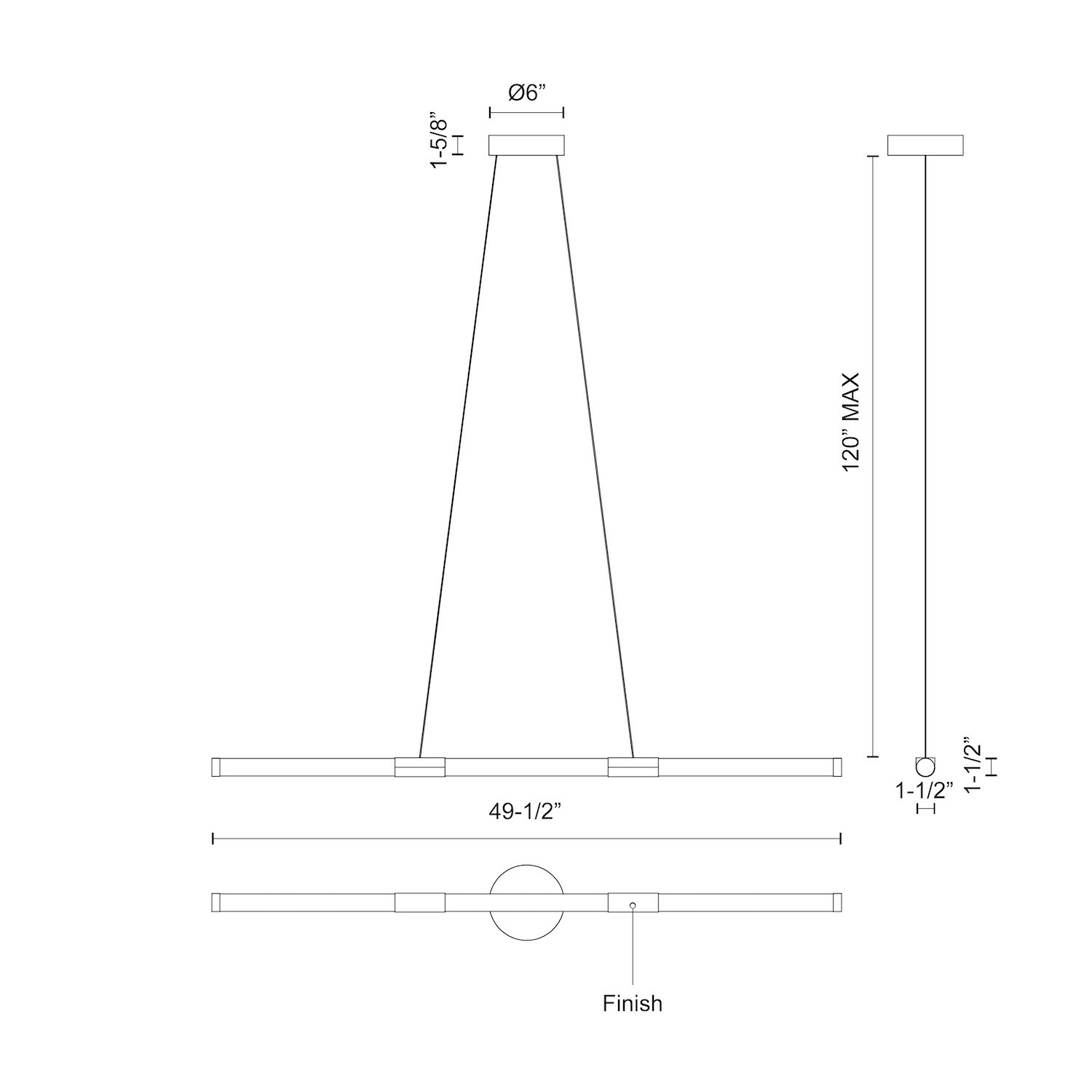 Akari 48-in Brushed Nickel LED Linear Pendant