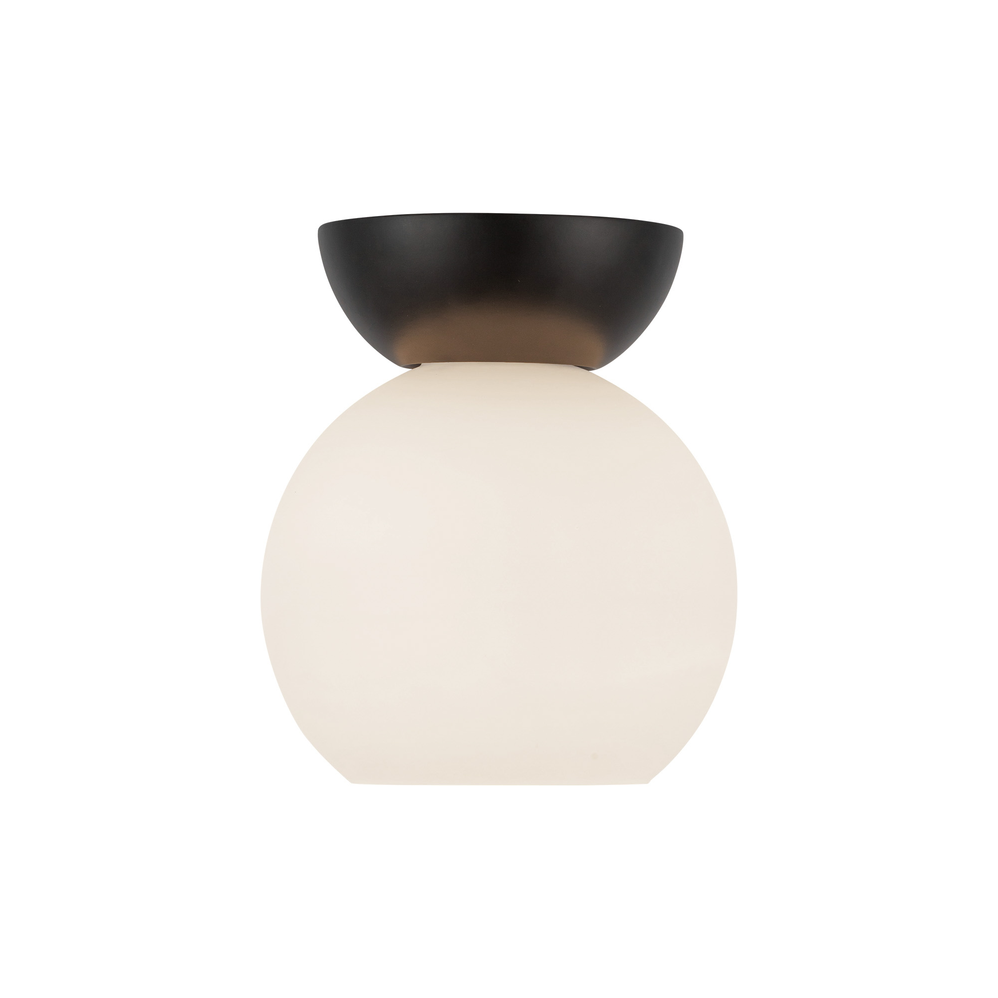 Arcadia 6-in Black/Opal Glass 1 Light Semi Flush Mount