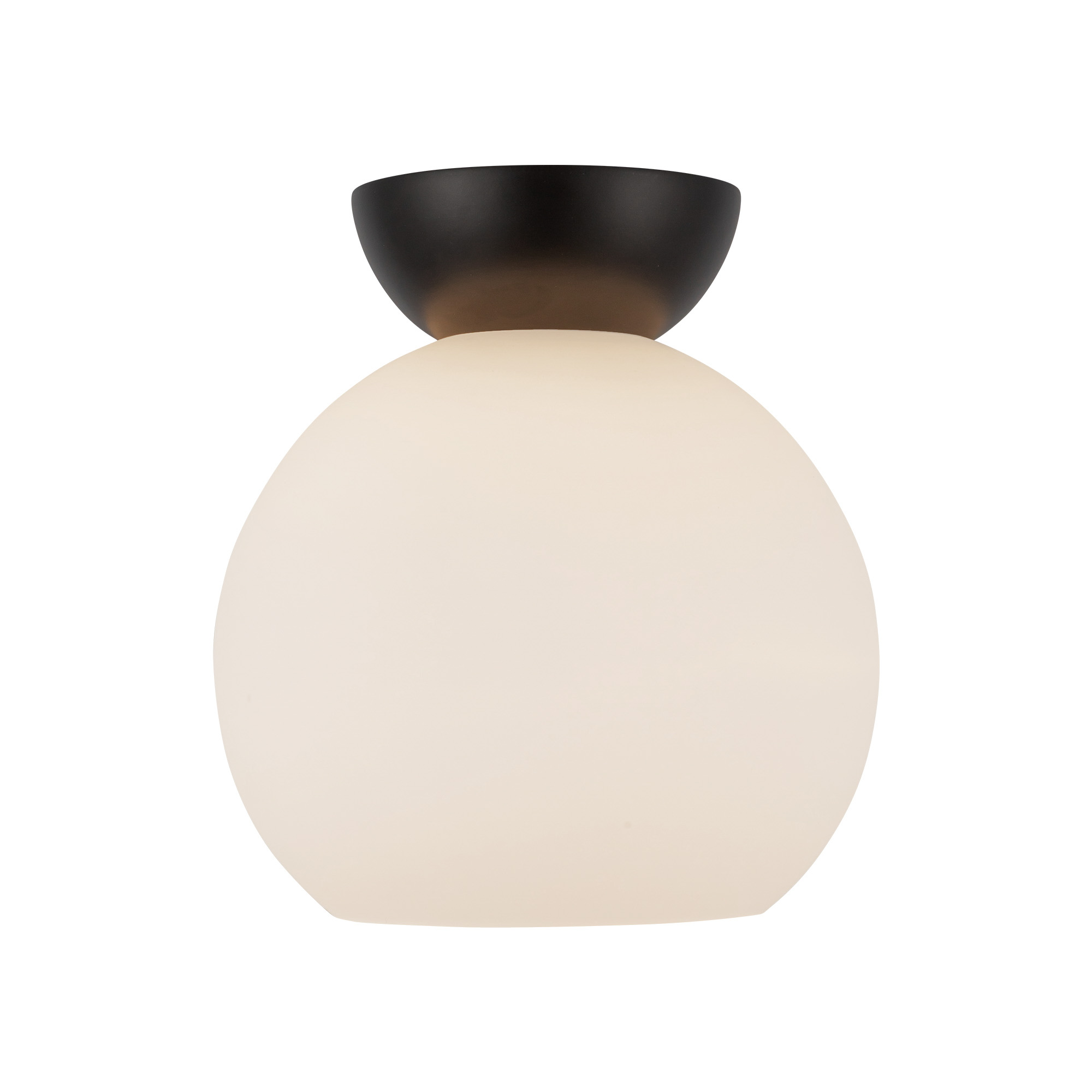 Arcadia 8-in Black/Opal Glass 1 Light Semi Flush Mount