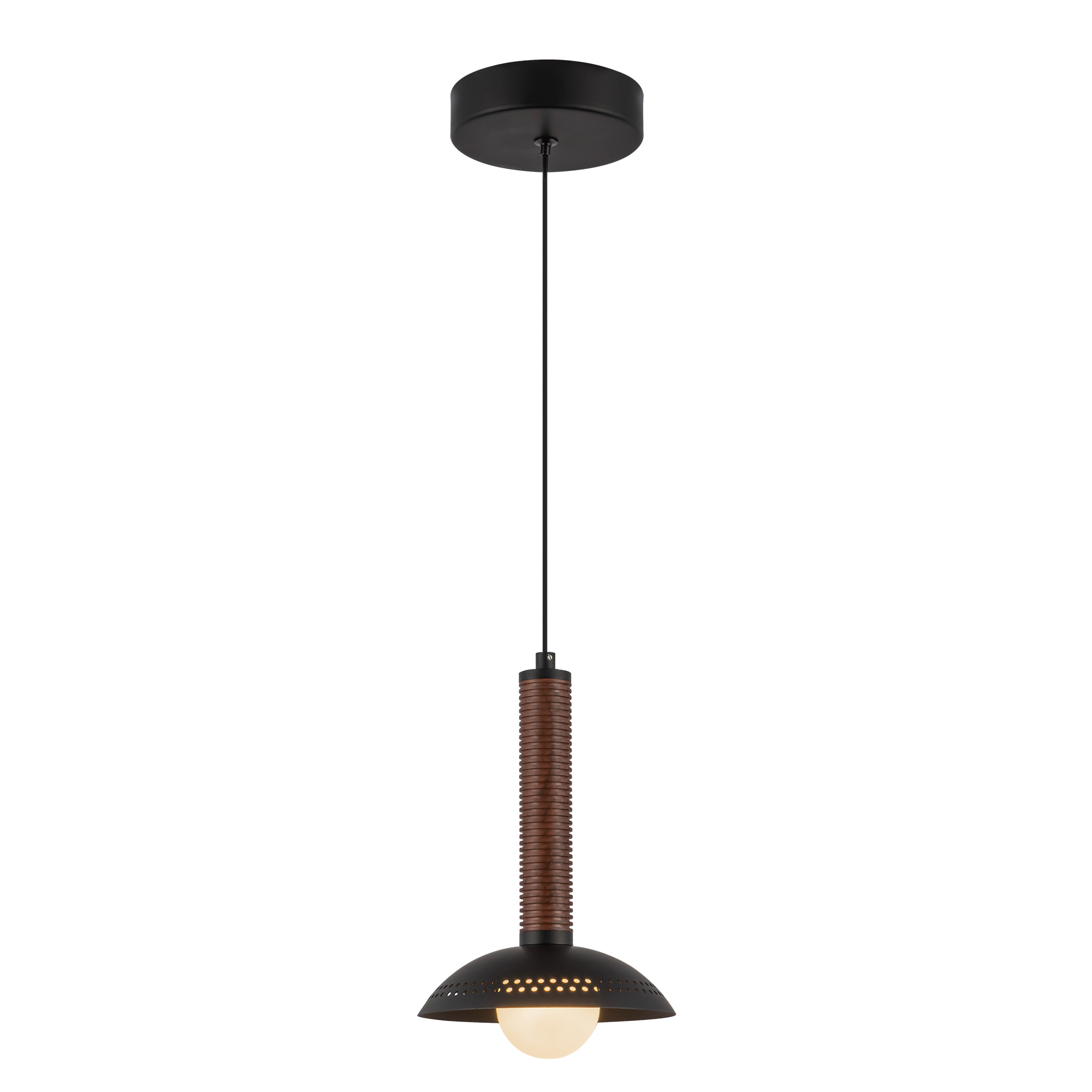 Arden 9-in Matte Black/Opal Glass LED Pendant