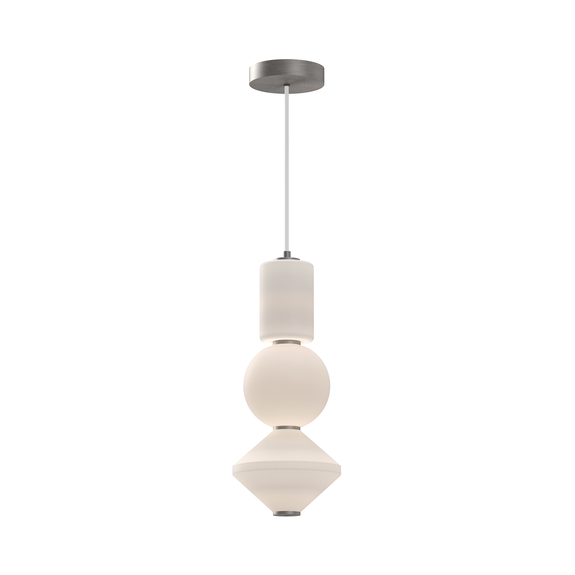 Bijou 8-in Brushed Nickel/Opal Matte Glass LED Pendant