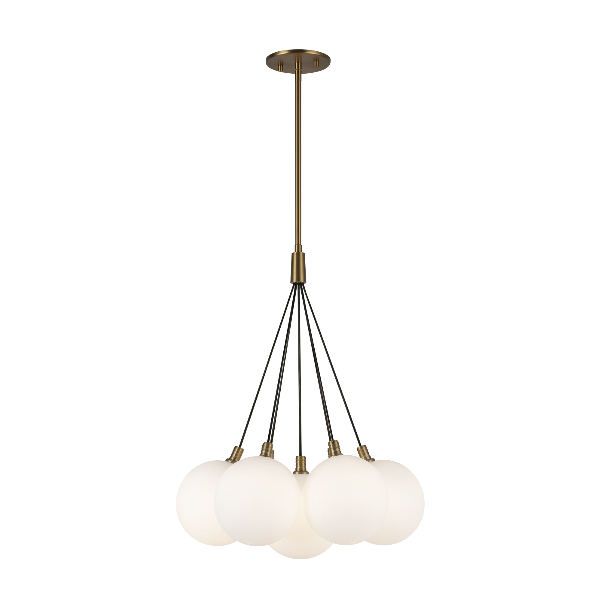Bolla 16-in Brushed Gold/Opal Glass LED Chandelier