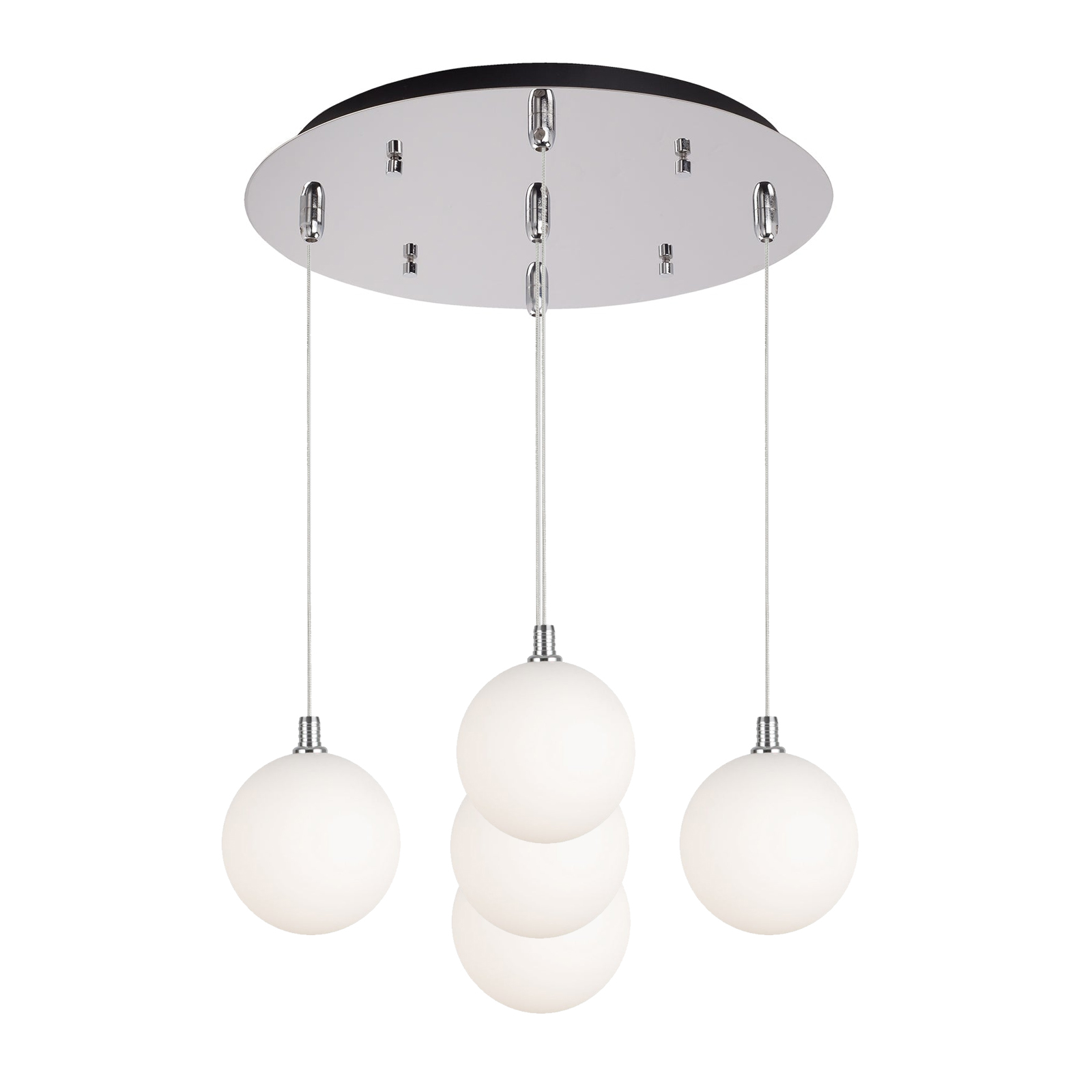 Bolla 16-in Chrome/Opal Glass 5-Light Multi Pendant
