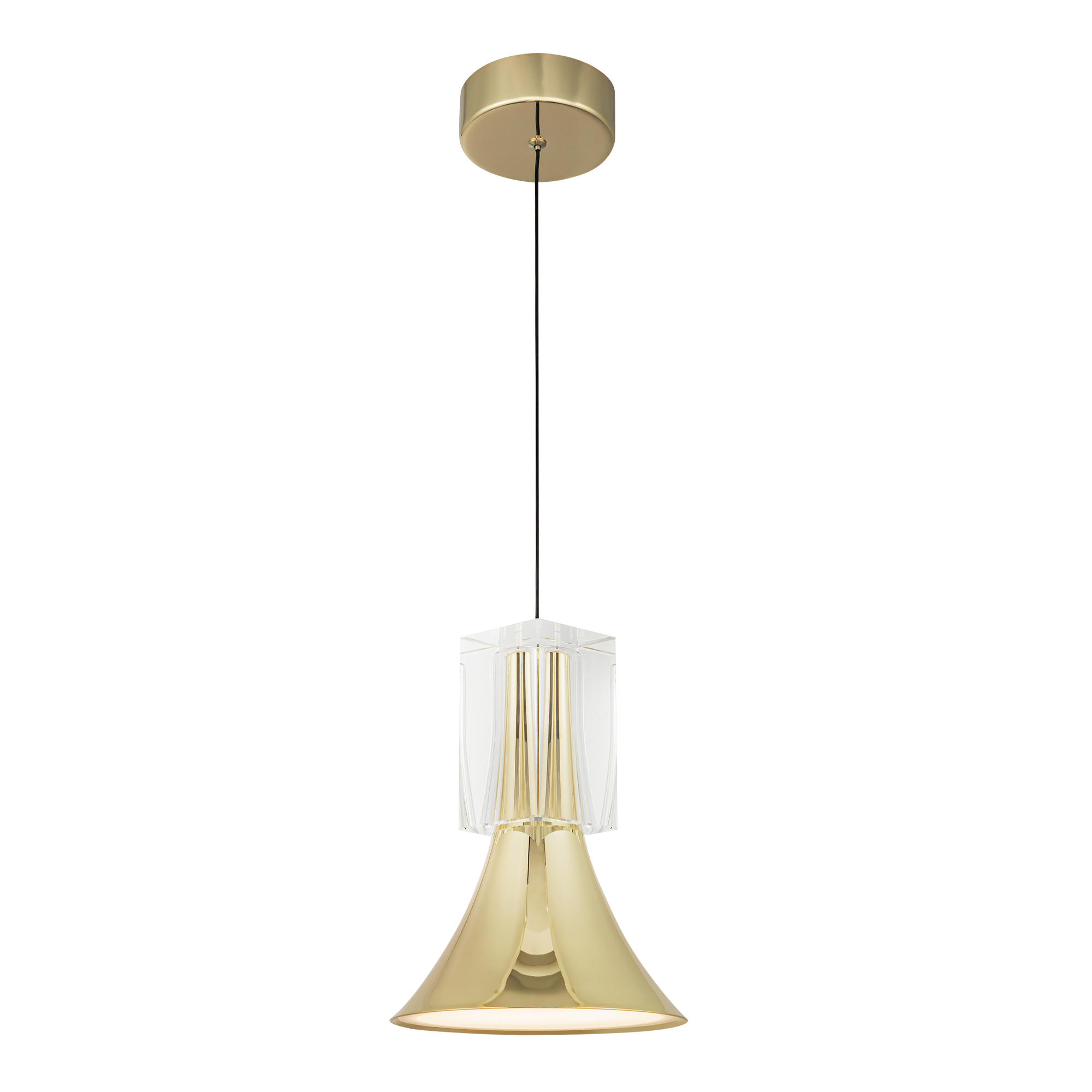 Floe 8-in Metallic Brass/Clear Crystal LED Pendant