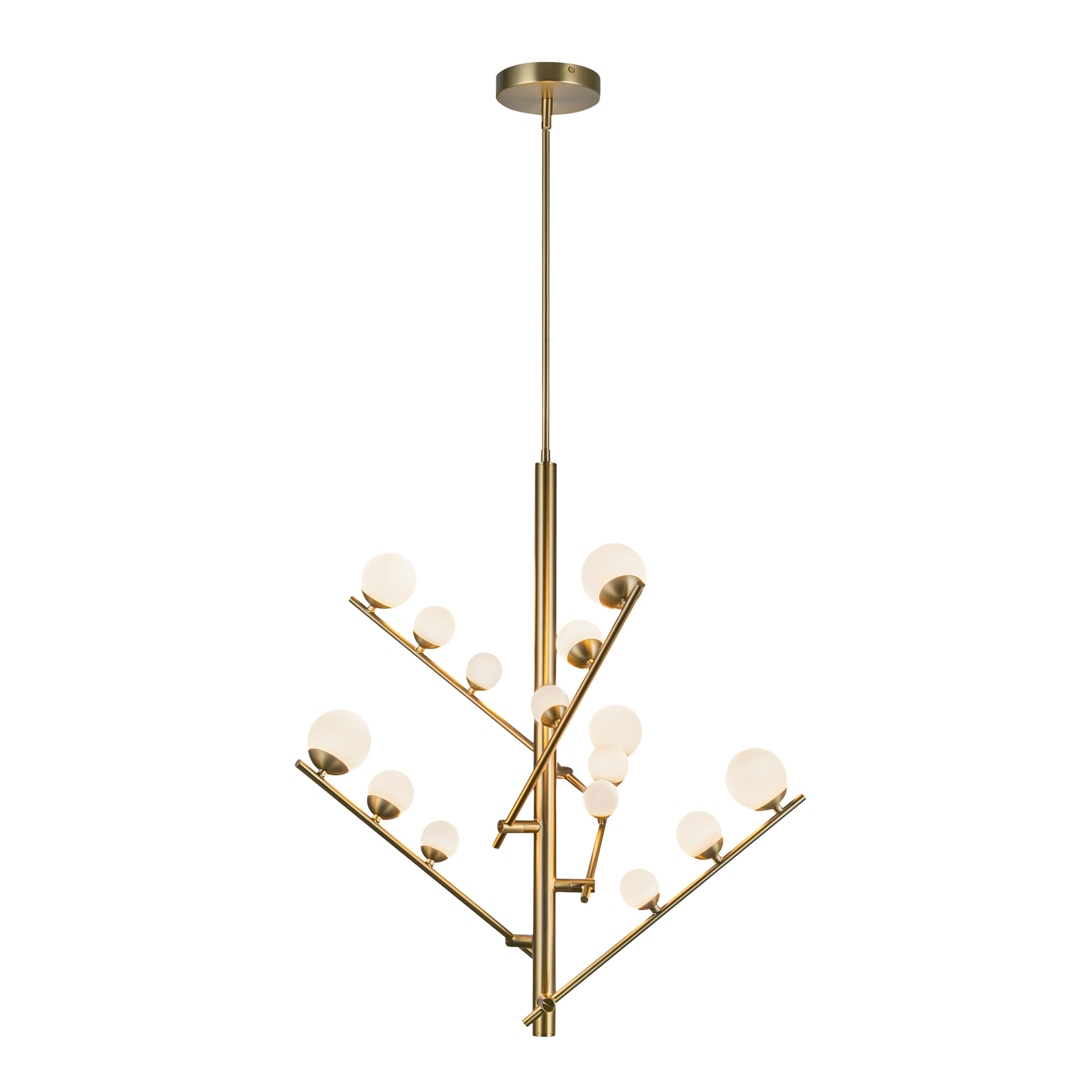 Cypress 18-in Brushed Gold/Opal Glass LED Chandelier
