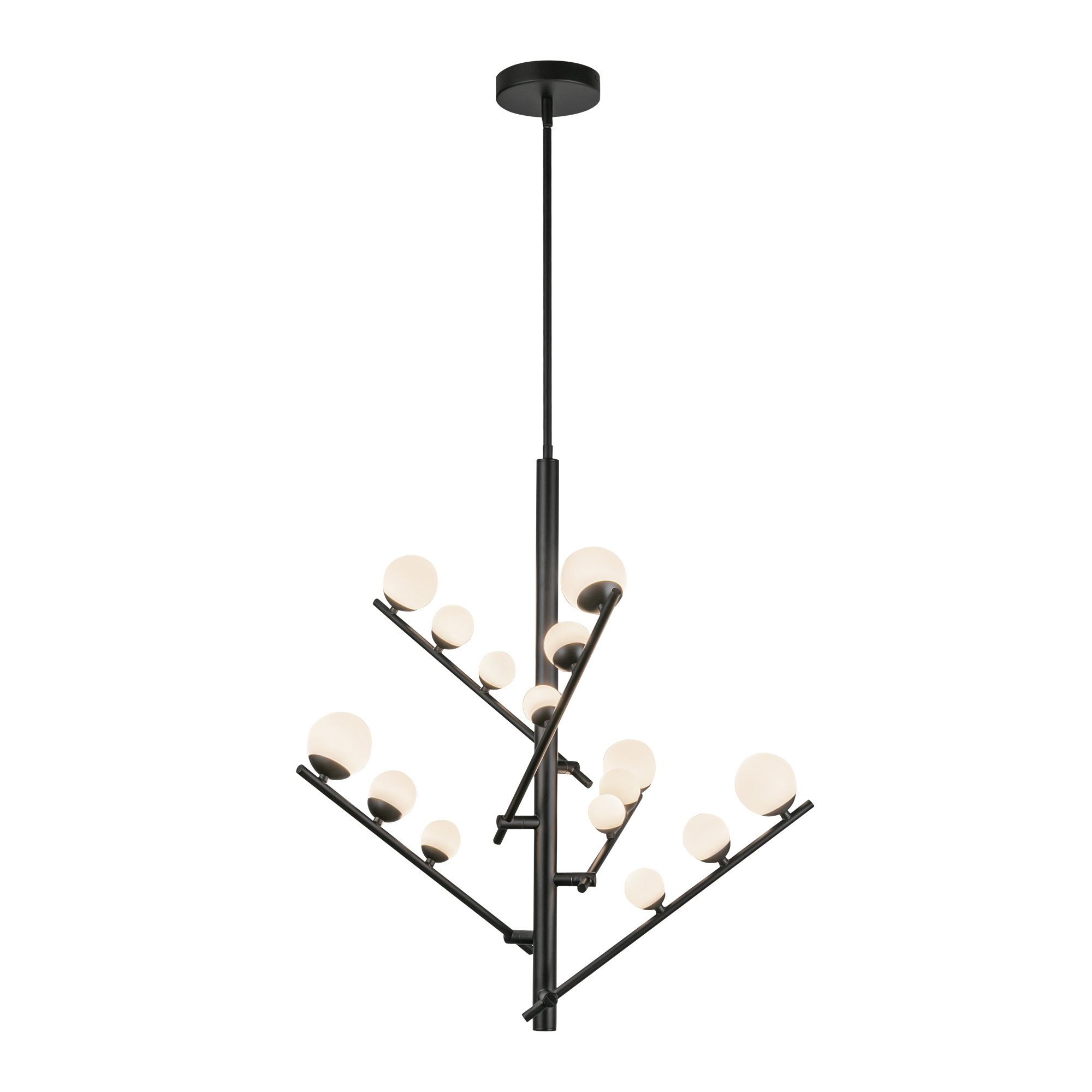 Cypress 18-in Black/Opal Glass LED Chandelier