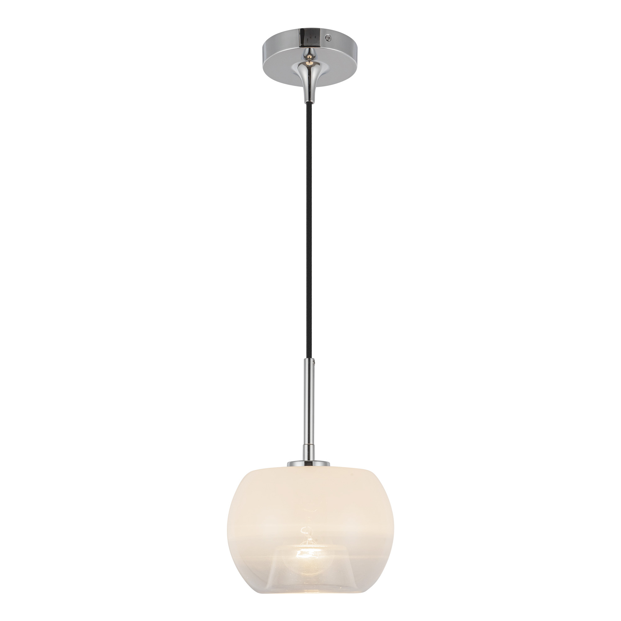 Samar 8-in Chrome/Opal Glass 1 Light Pendant