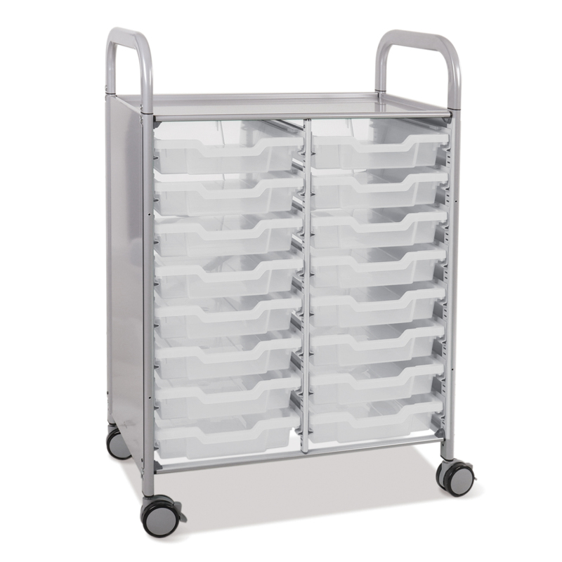 Callero Plus Shield Double Trolley 16 Shallow Antimicrobial Trays
