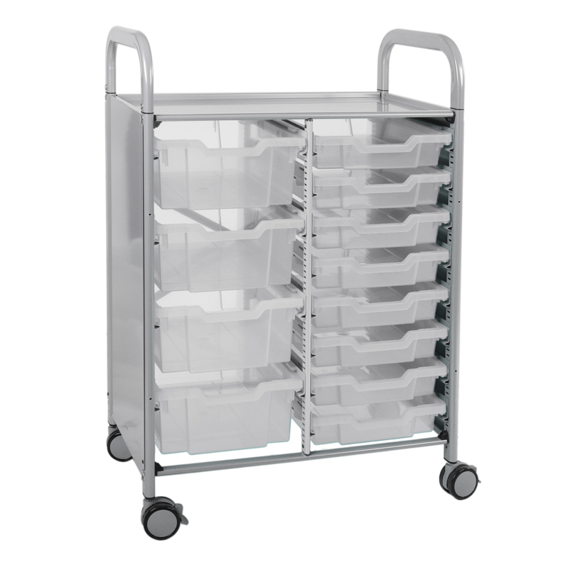 Callero Plus Shield Double Trolley 8 Shallow & 4 Deep Antimicrobial Trays