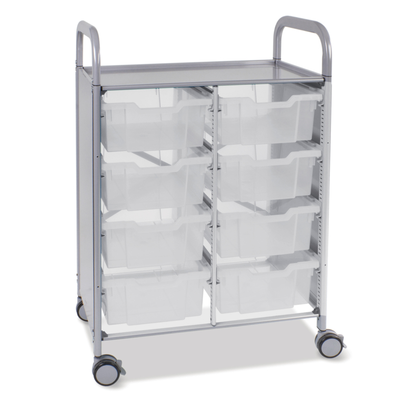 Callero Plus Shield Double Trolley 8 Deep Antimicrobial Trays